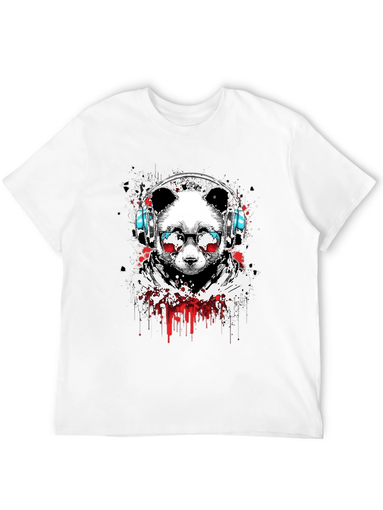 Black Cool Panda DJ Graphic T-Shirt - Black view 12