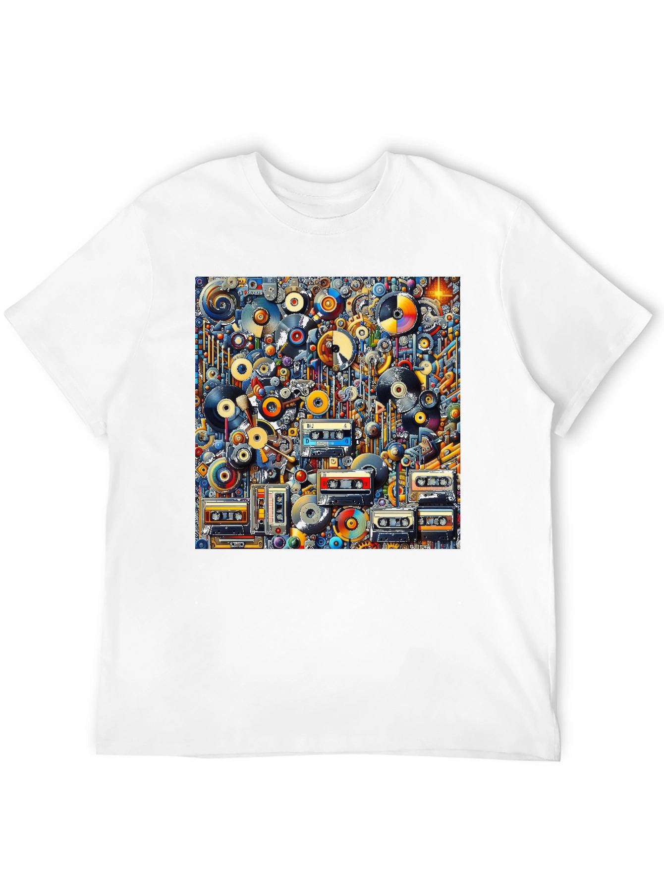 Black Retro Music T-Shirt: Vinyl, Cassettes, & Cool Design view 12