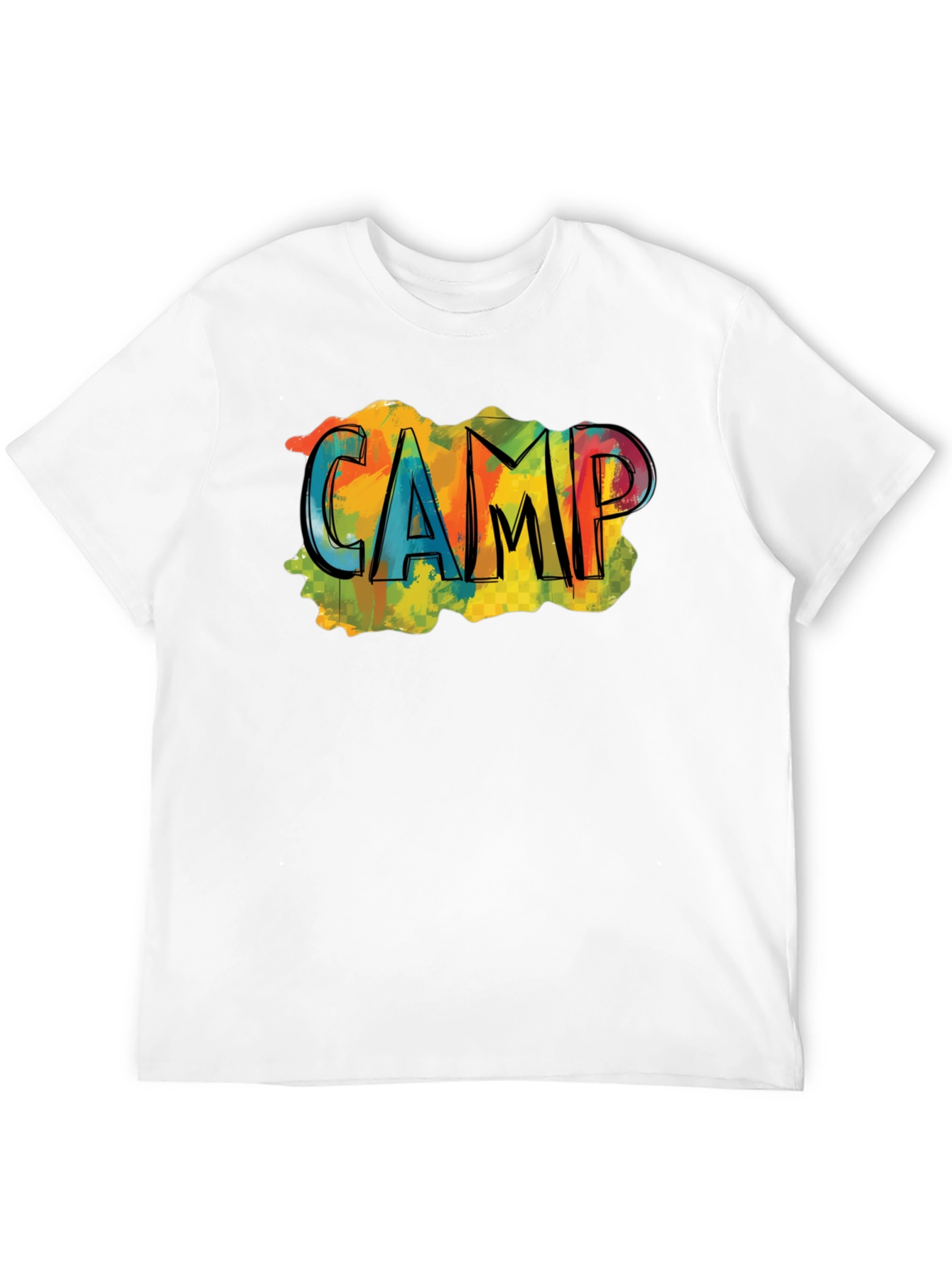 Black Colorful "CAMP" Graphic Black T-Shirt view 12