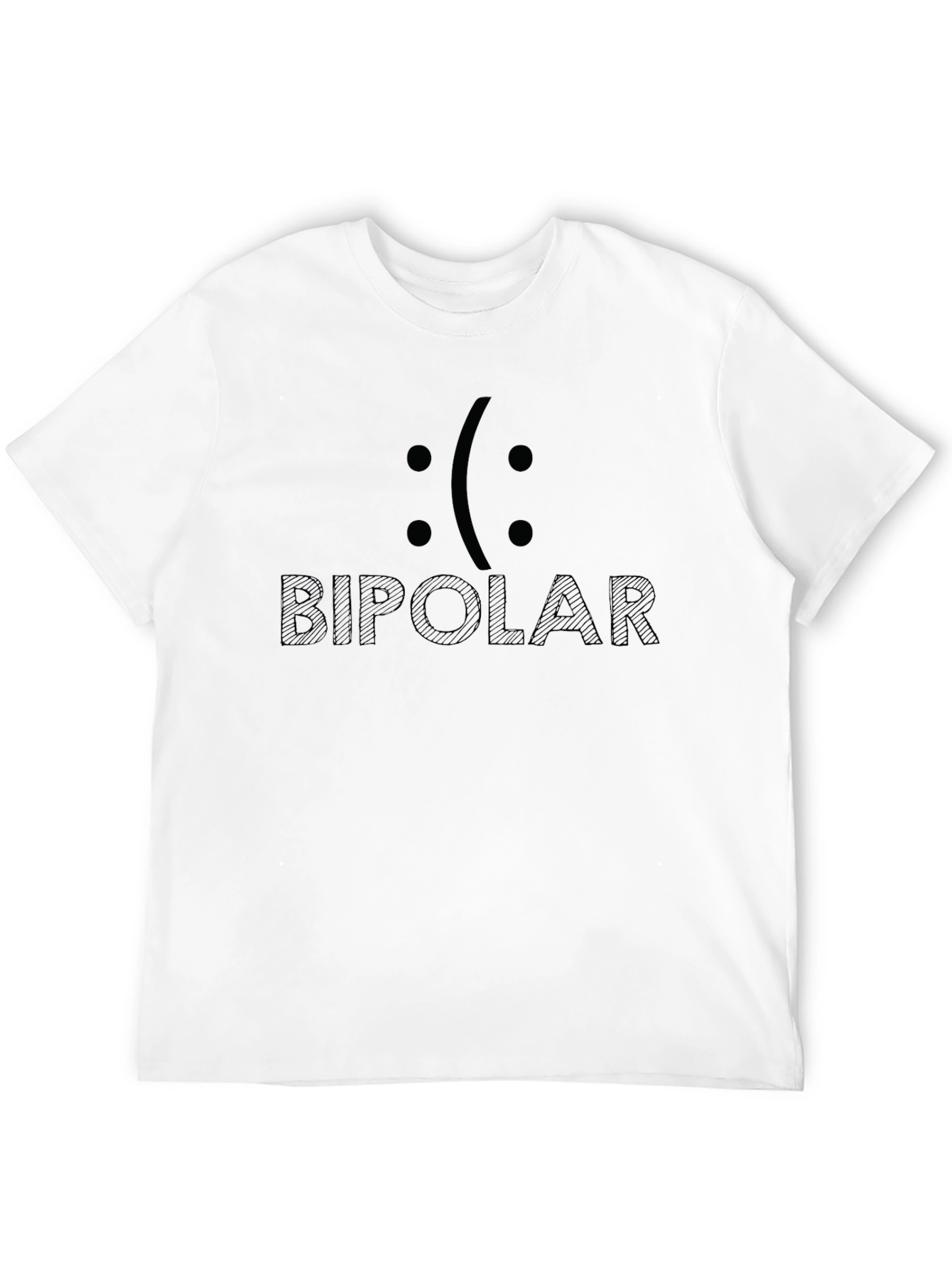 Black Bipolar Smiley Face Graphic T-Shirt - Unisex Casual Tee view 12