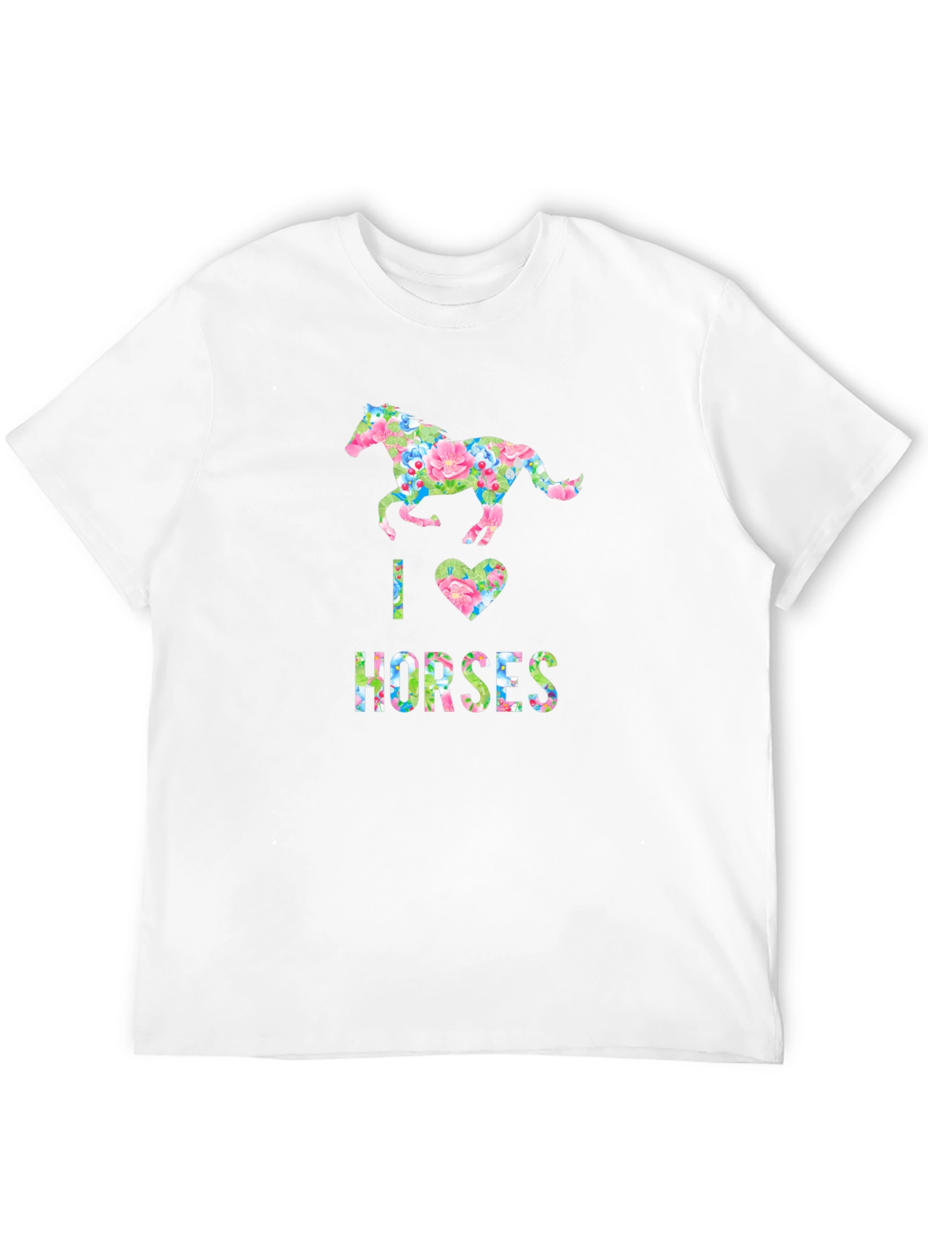Black I Love Horses Floral Print T-Shirt view 12