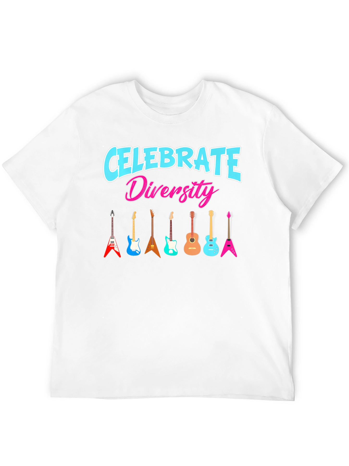 Black Celebrate Diversity Guitar Graphic T-Shirt view 12