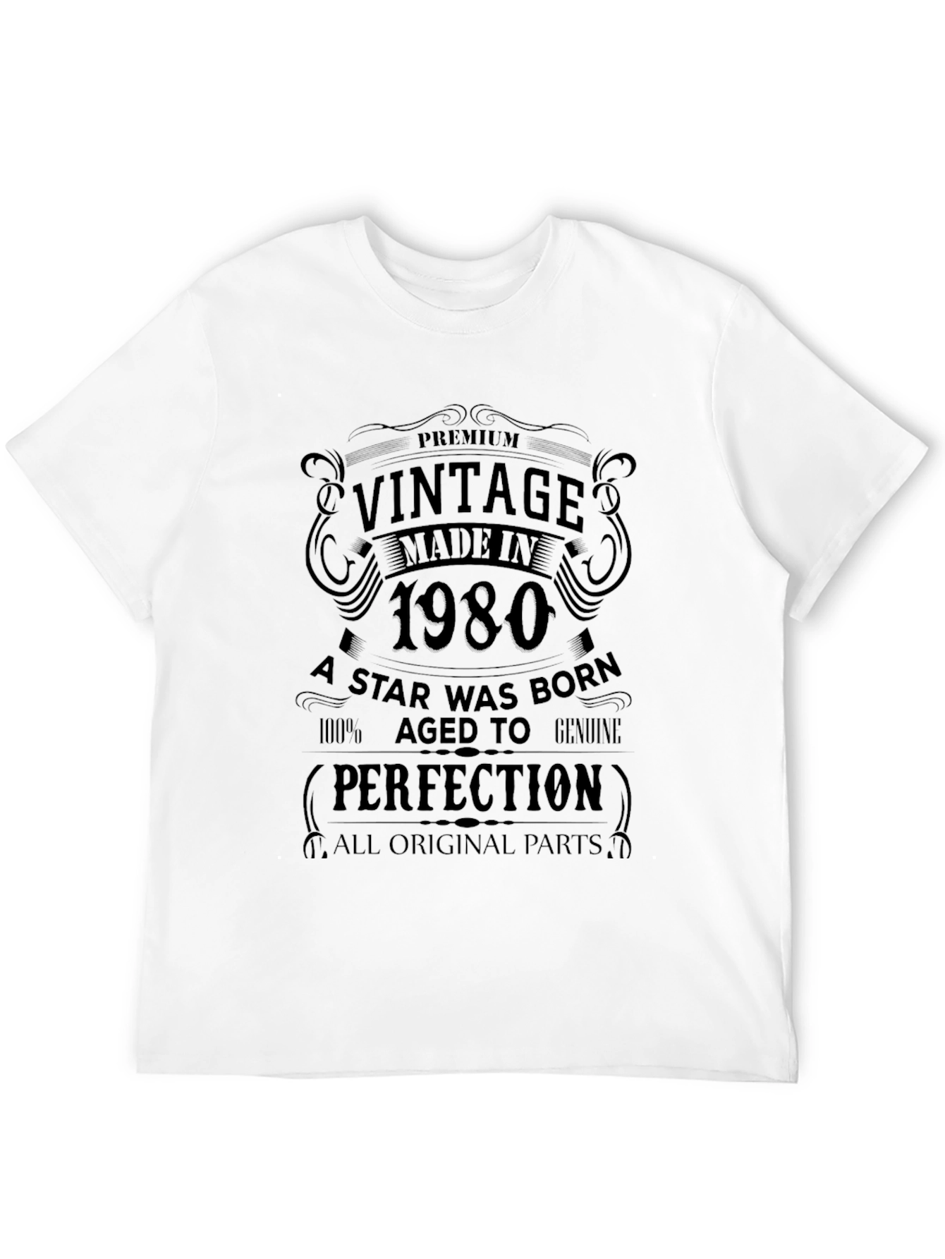 Black Vintage 1980 Made T-Shirt - Birthday Gift Tee view 12