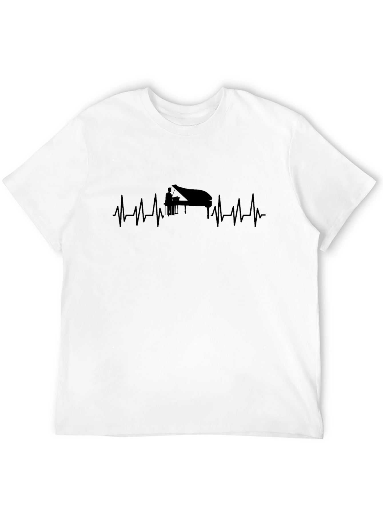 Black Piano Heartbeat Graphic Tee - Music Lover's T-Shirt view 12