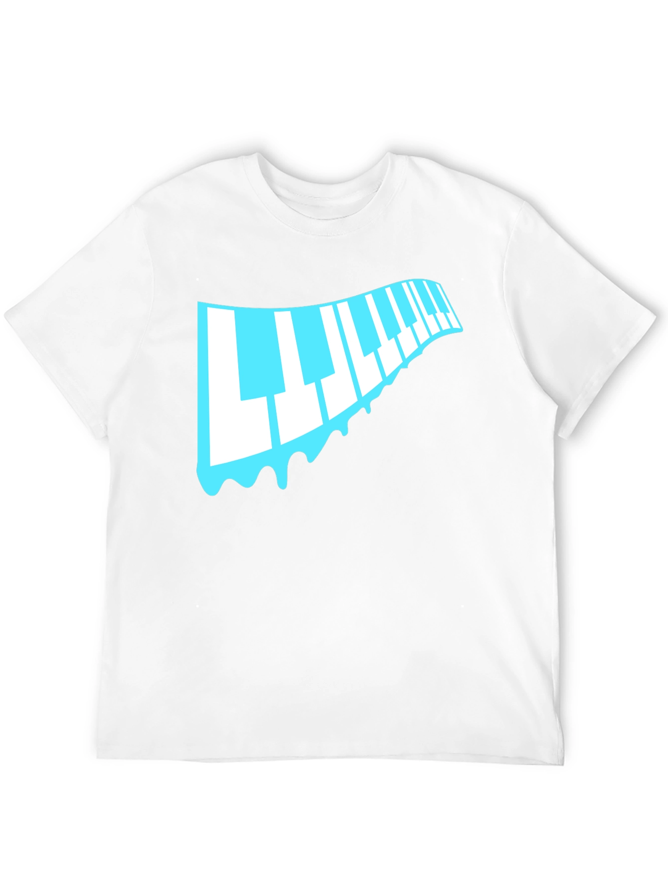 Black Cool Piano Keys Drip Graphic Black T-Shirt view 12