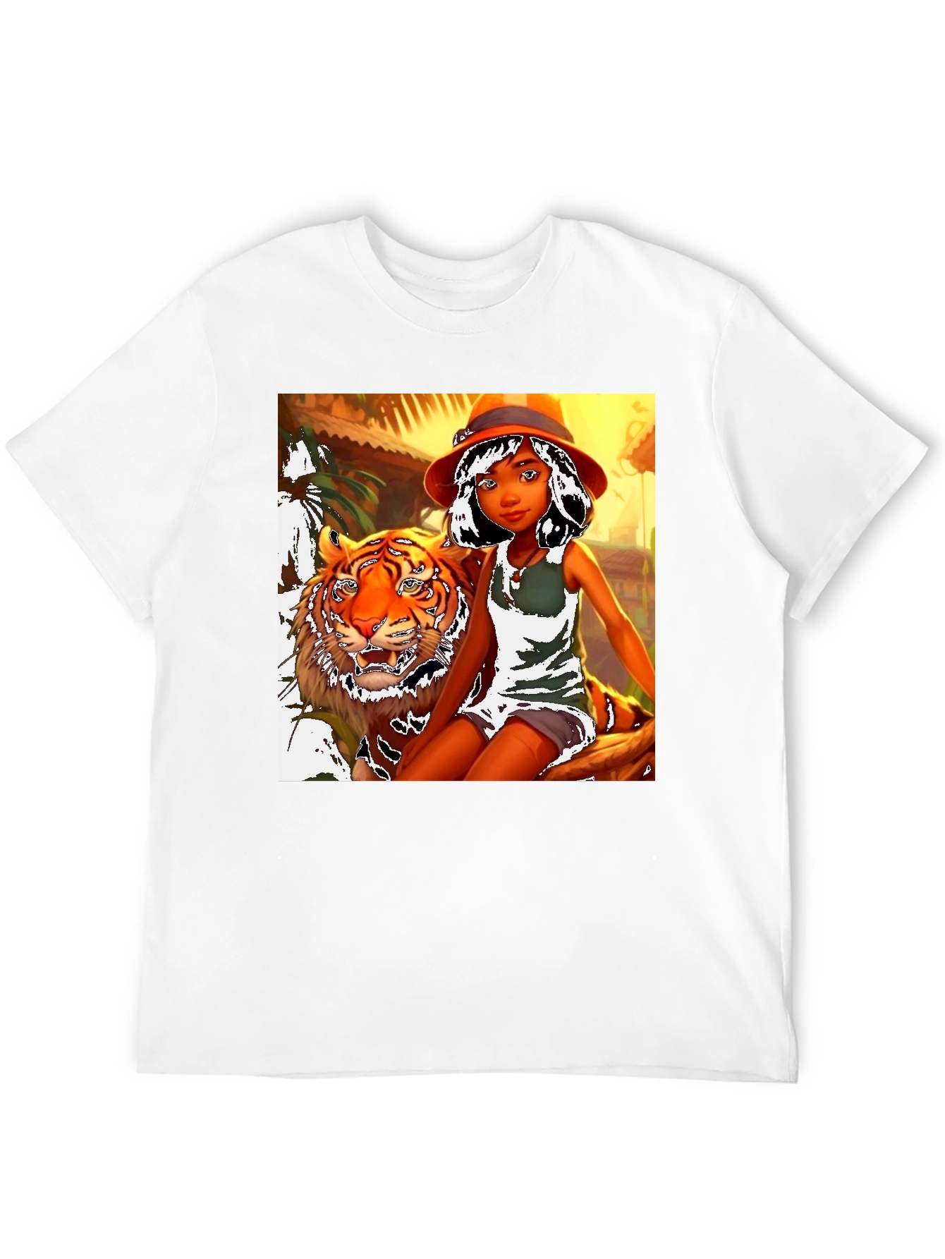Black Jungle Girl & Tiger Graphic Tee view 12