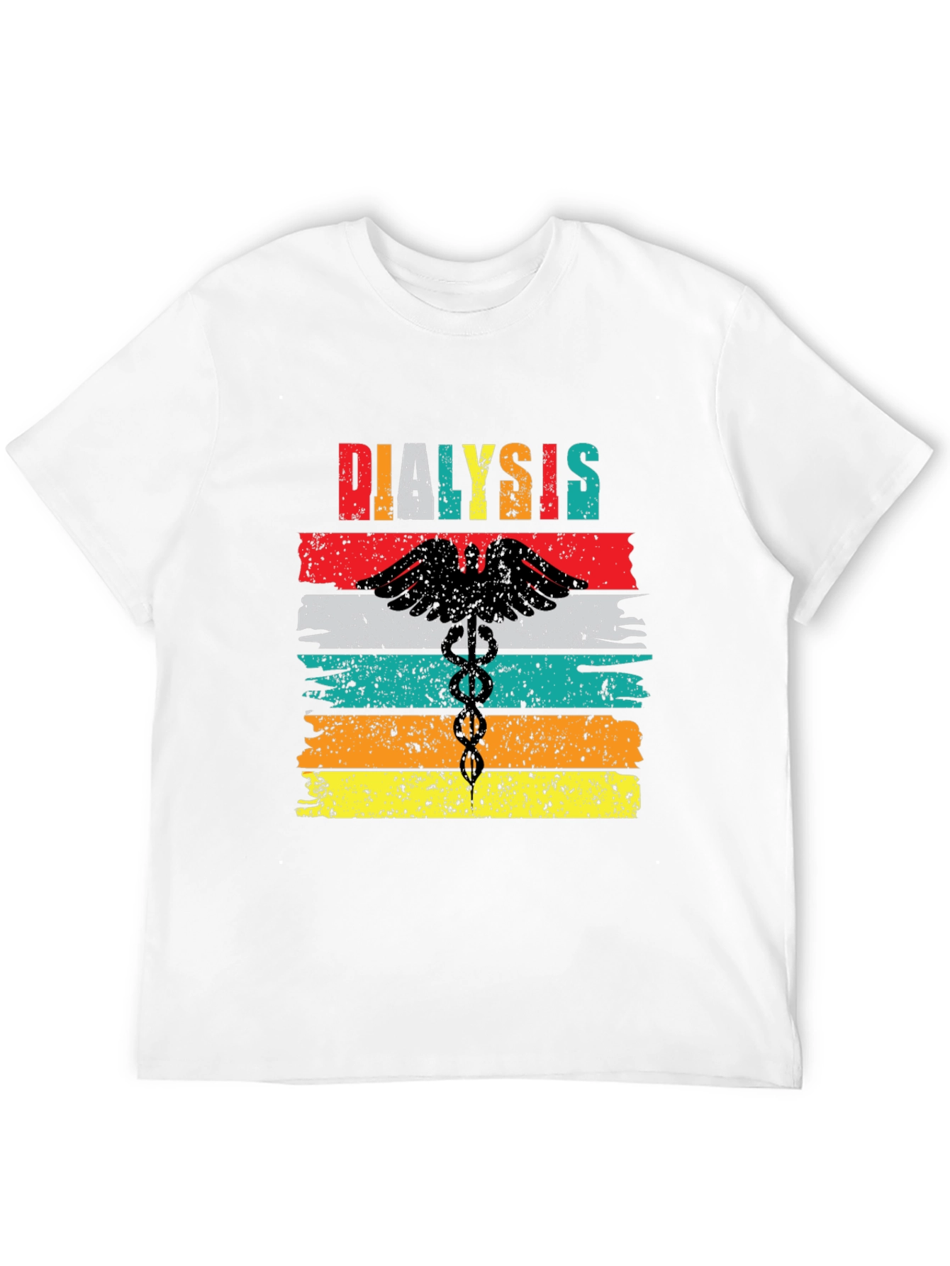 Black Dialysis Caduceus Retro Style T-Shirt view 12
