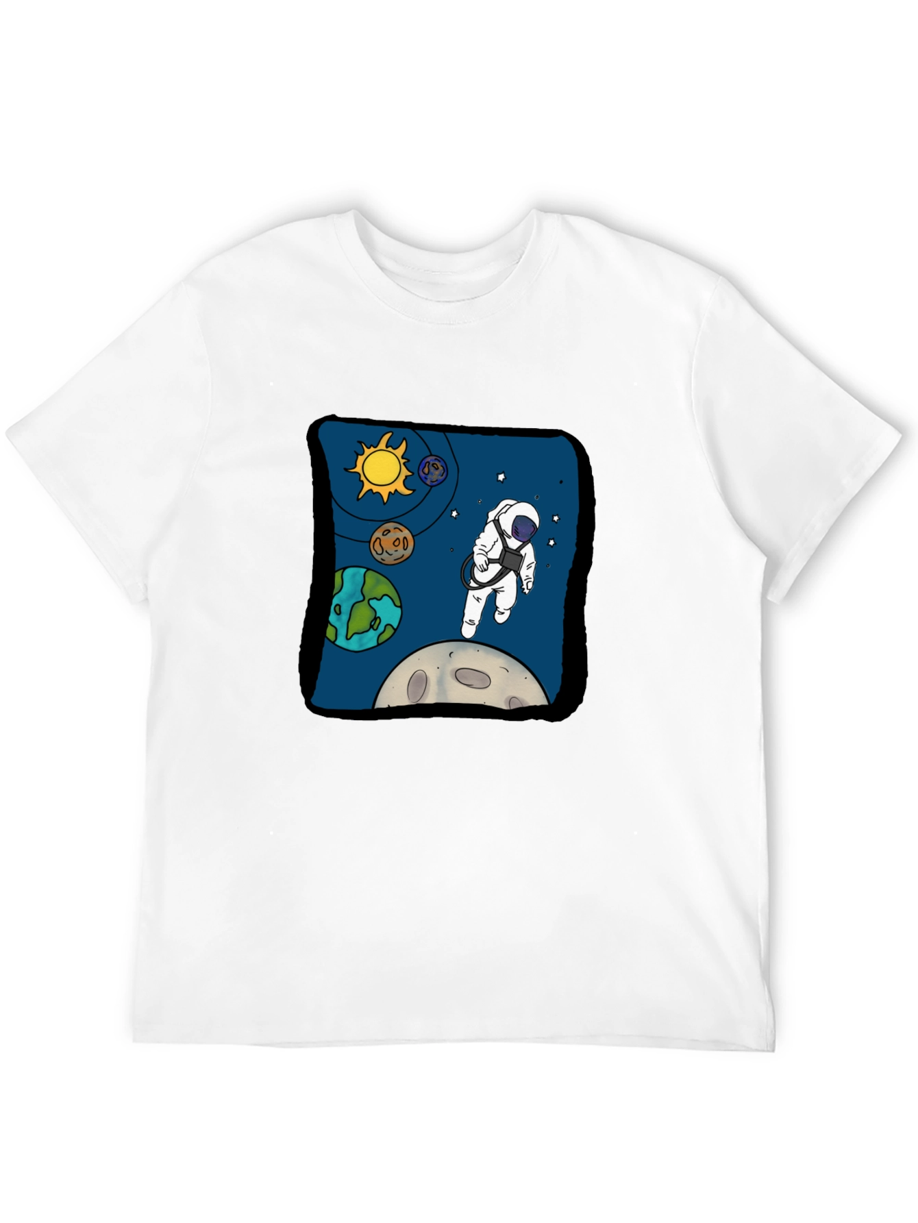 Black Astronaut in Space Graphic Tee - Cool Black T-Shirt view 12