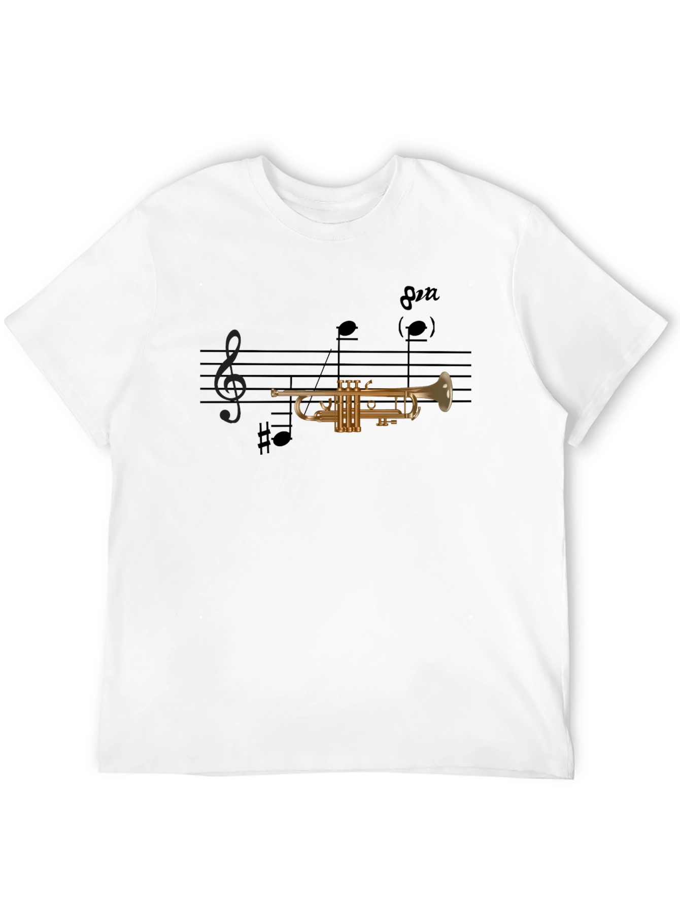 Black Musical Trumpet Graphic T-Shirt - Black view 12