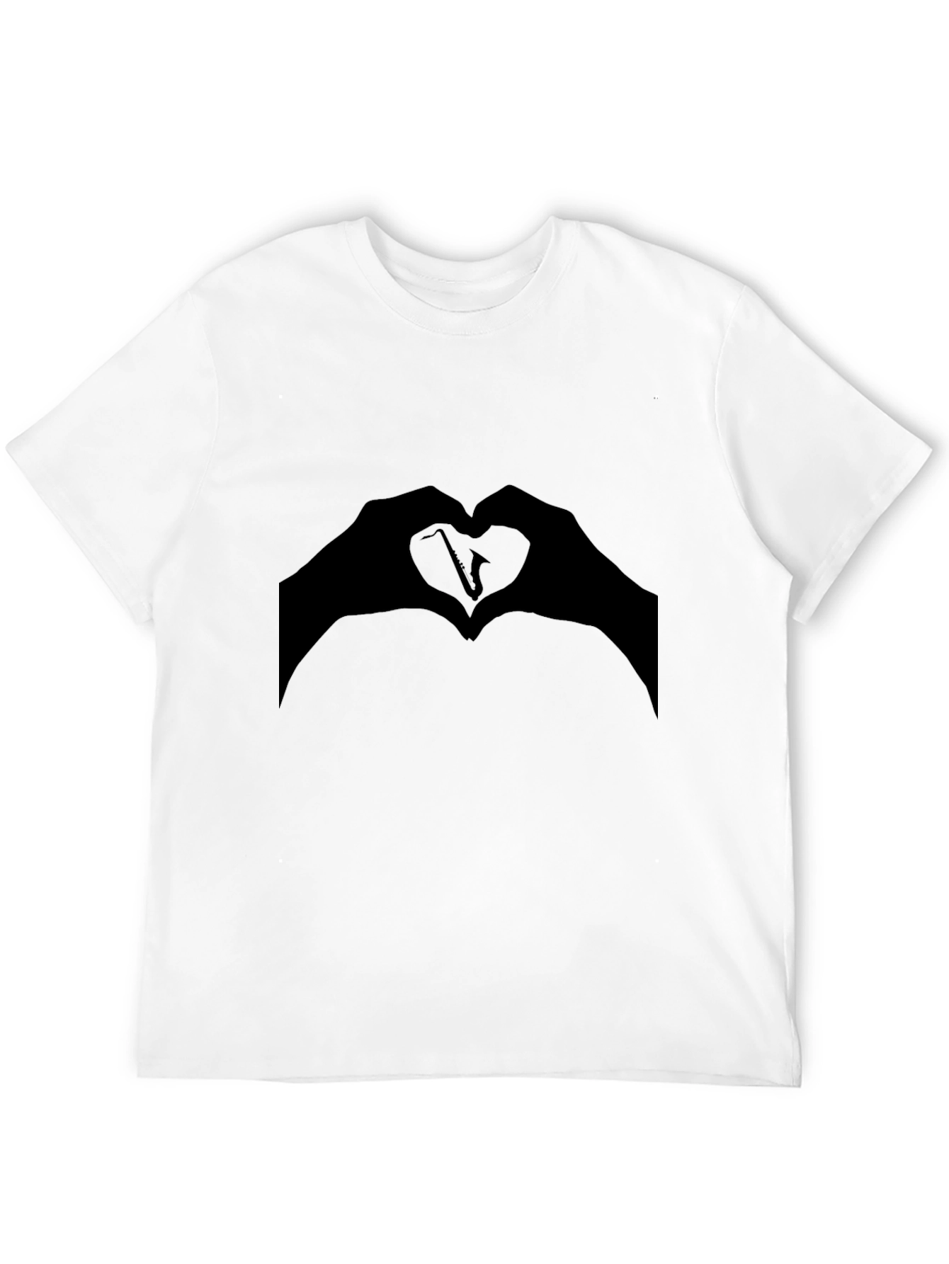 Black Saxophone Heart Hands Graphic T-Shirt view 12