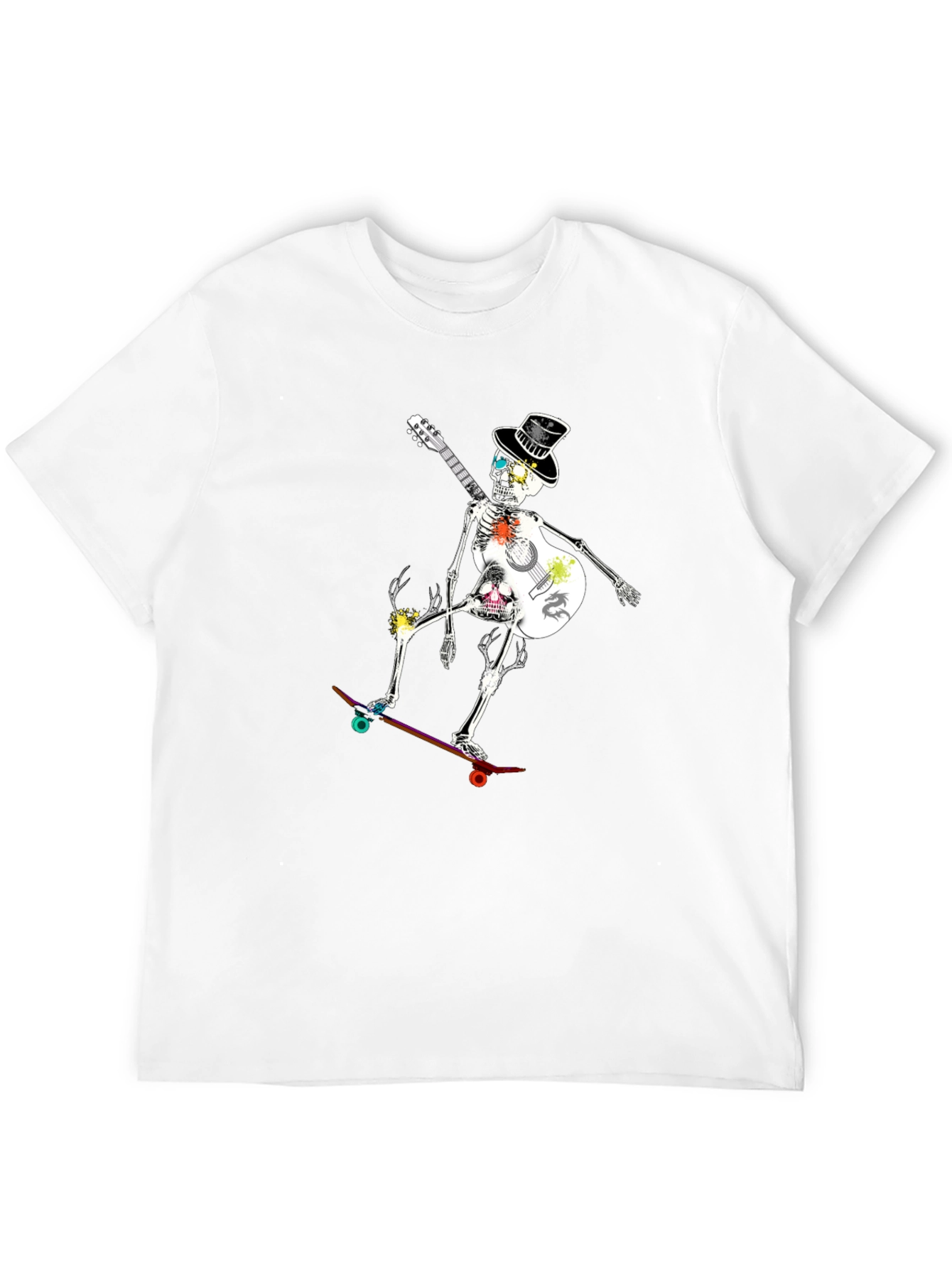 Black Skateboard Skeleton Guitarist Graphic Tee view 12