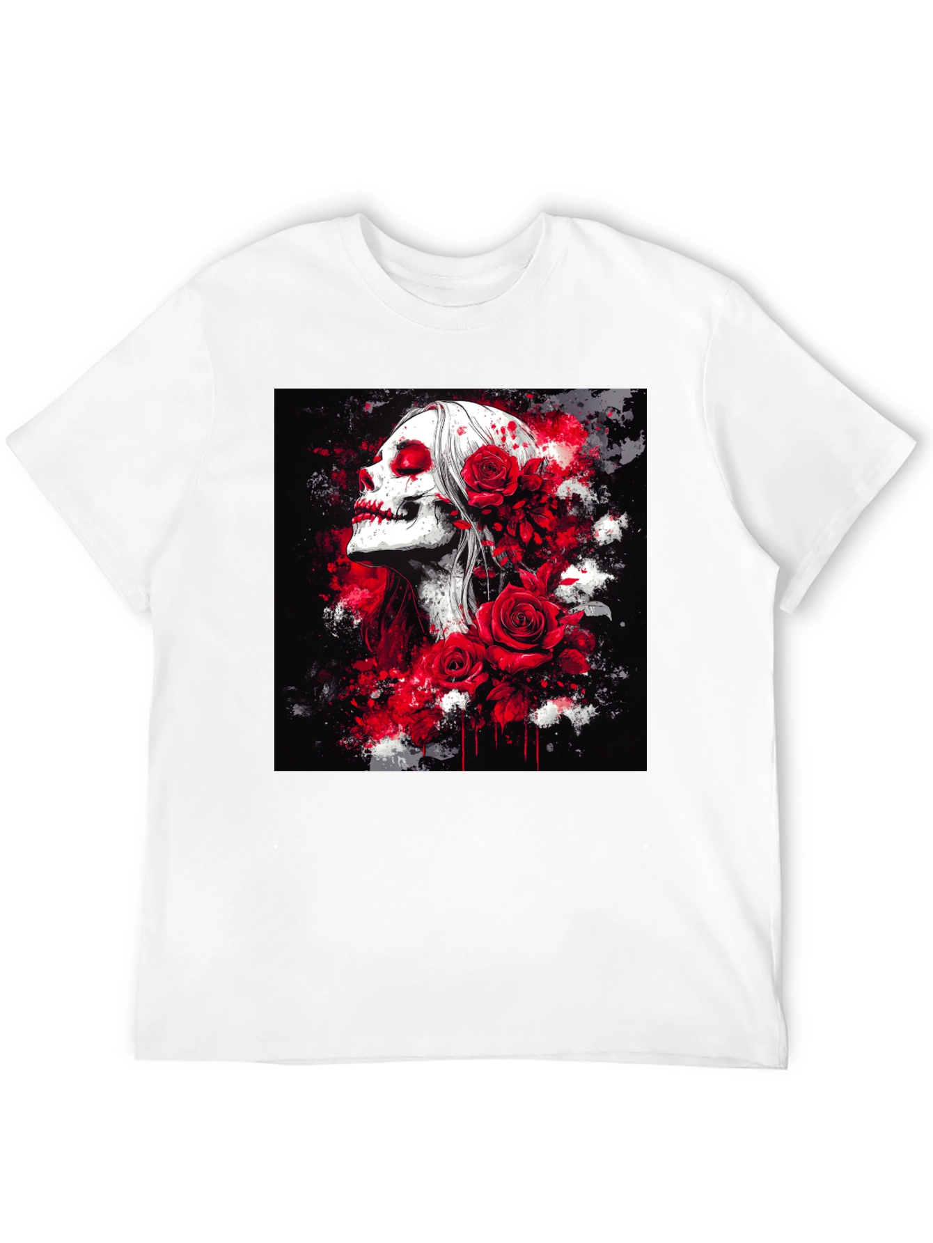 Black Skull & Roses Graphic Tee view 12