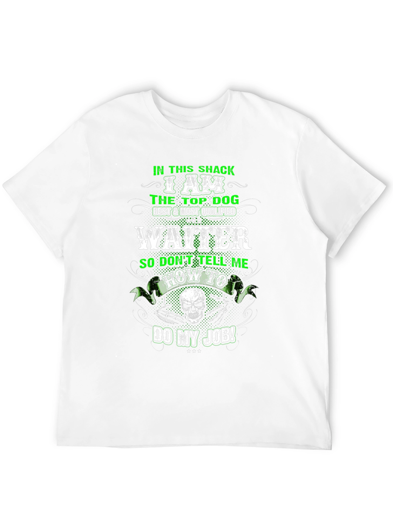 Black Waiter T-Shirt: Top Dog Design view 12