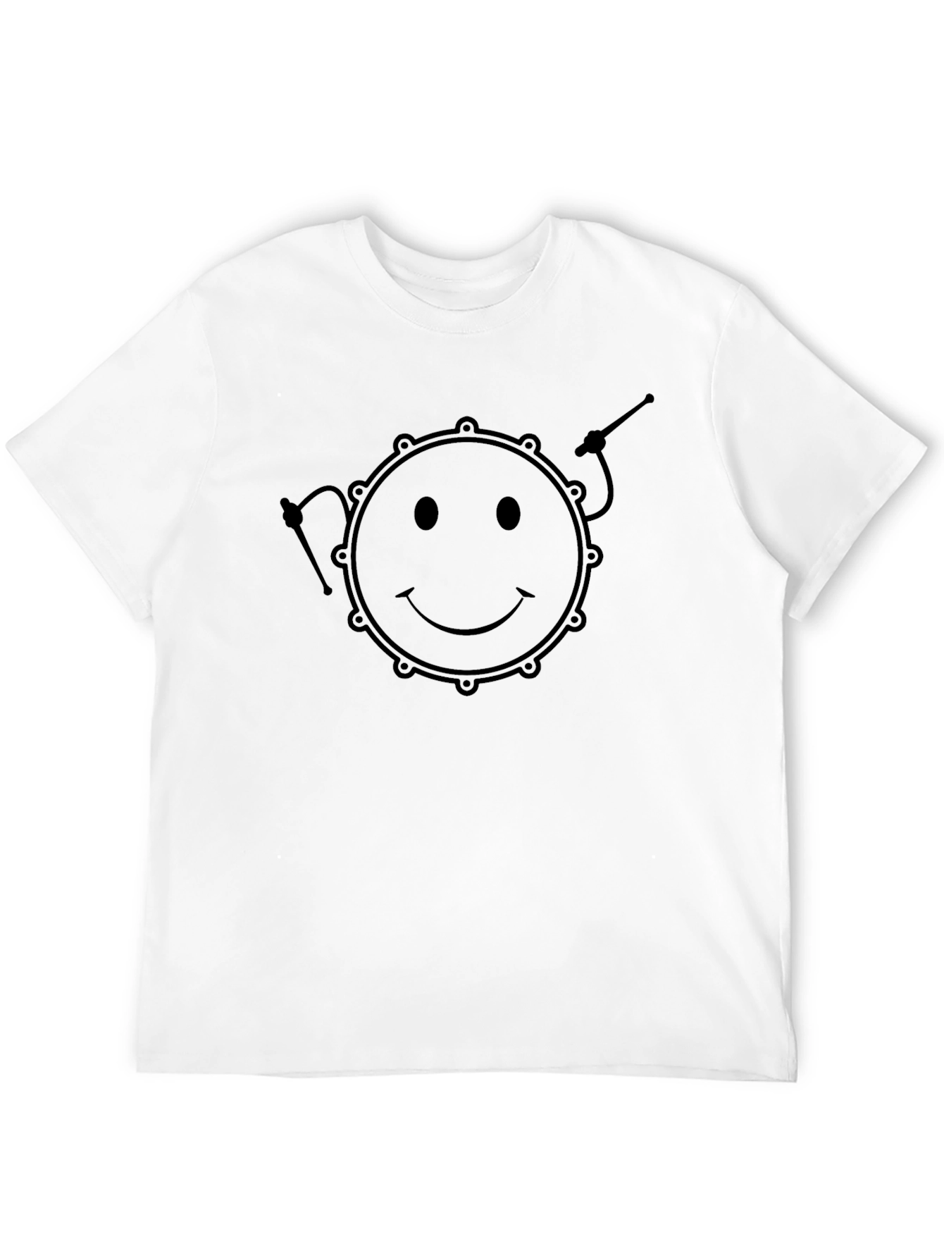 Black Smiley Drum Graphic Tee - Black Cotton Comfort view 12