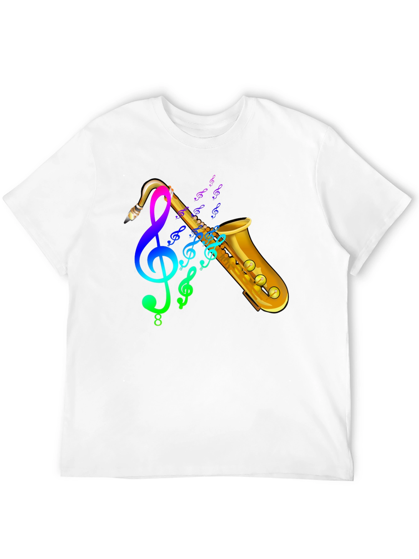 Black Saxophone & Music Notes Graphic Black T-Shirt view 12