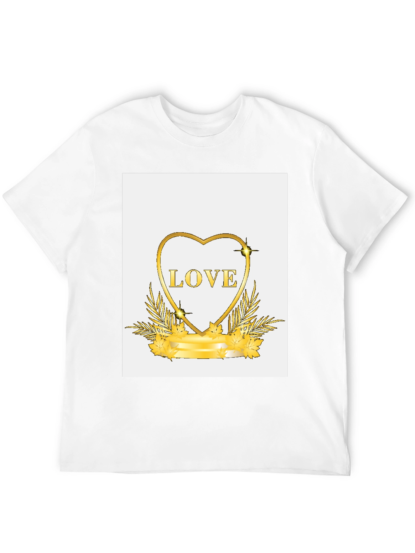 Black Golden Love Heart Graphic Black T-Shirt view 12