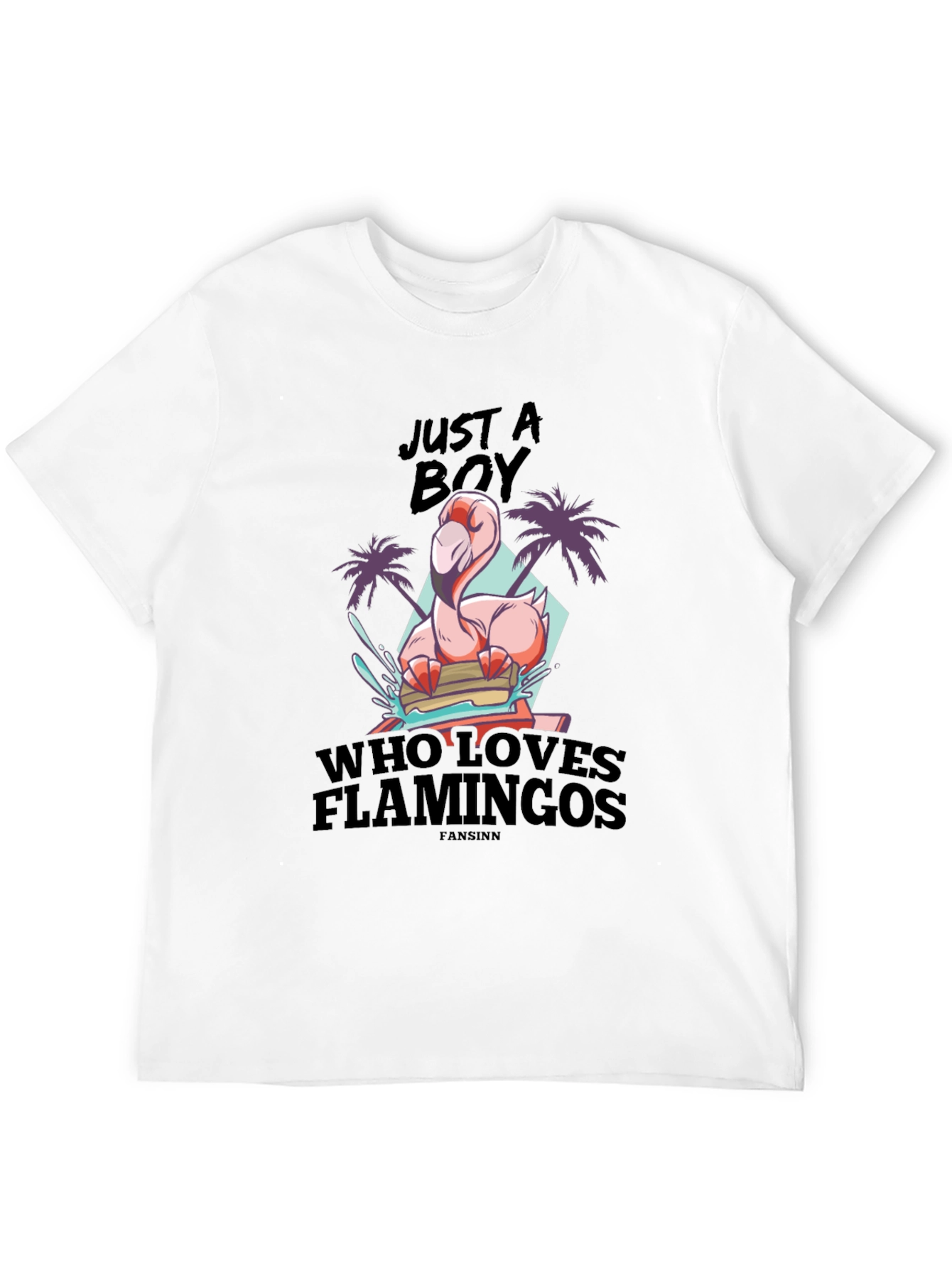 Black Just A Boy Who Loves Flamingos Black T-Shirt view 12