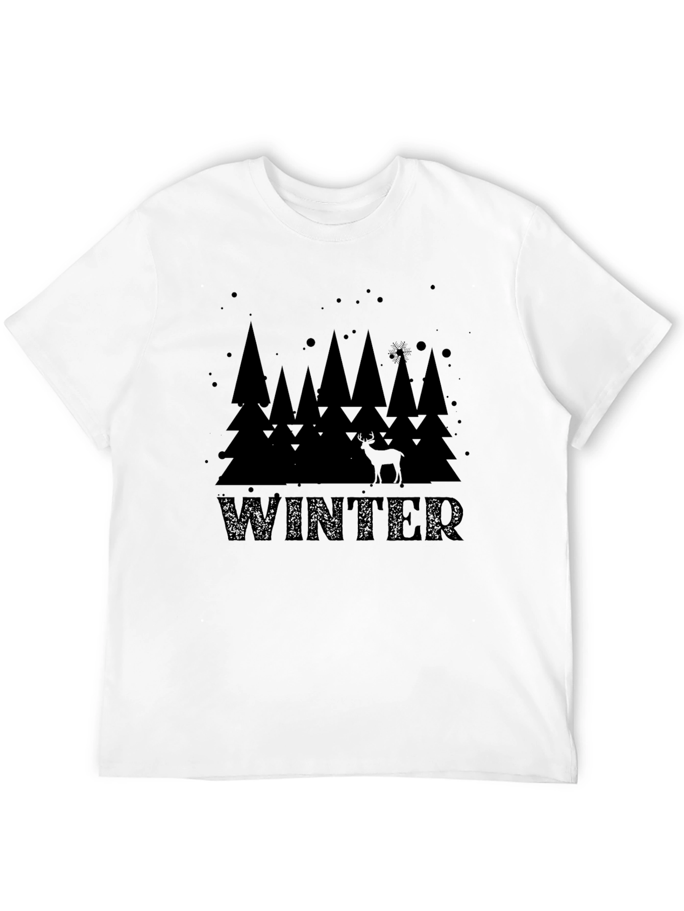 Black Winter Forest Graphic Print T-Shirt view 12