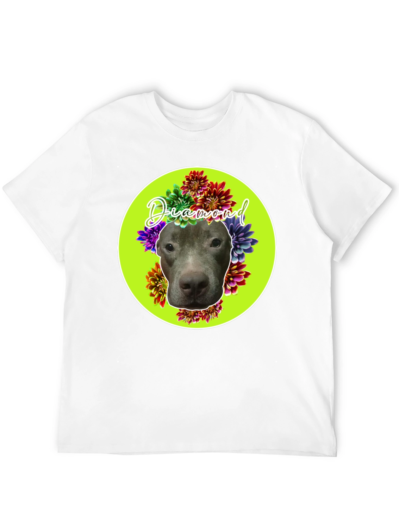 Diamond Dog Floral T-Shirt - Custom Pet Tee - 12
