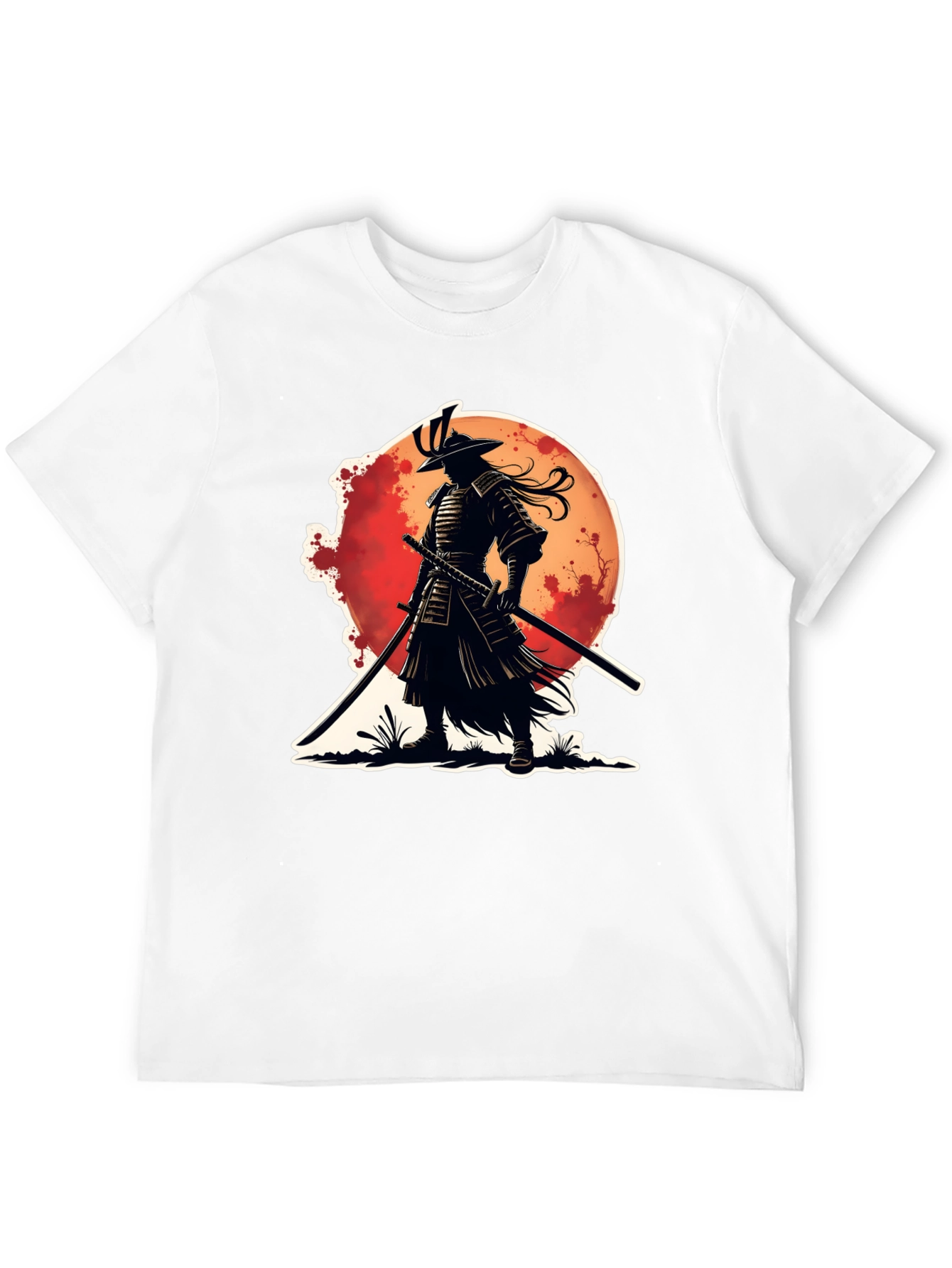 Black Samurai Warrior Graphic Tee - Black Cotton Blend view 12