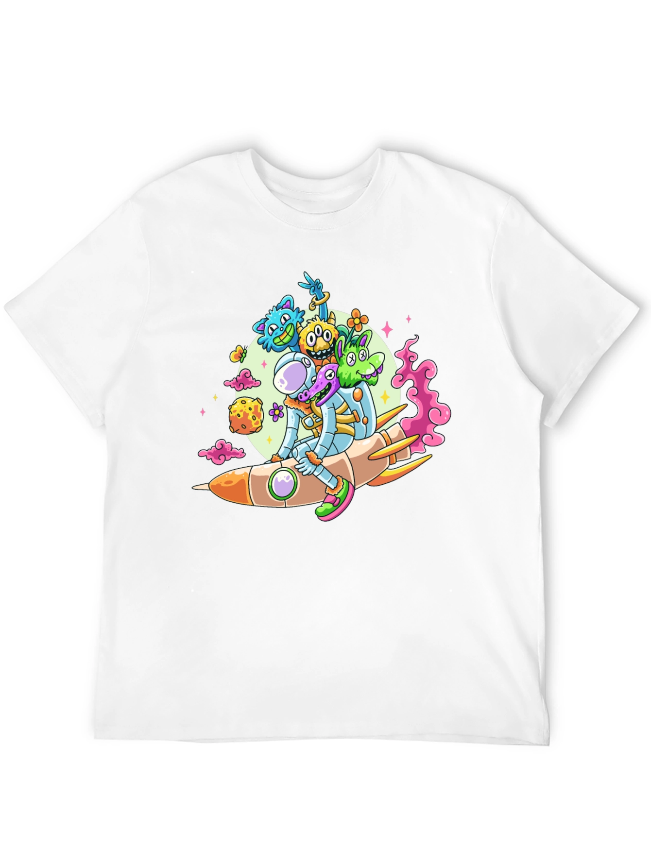 Black Astronaut & Alien Rocket Ride Graphic Tee - Black view 12