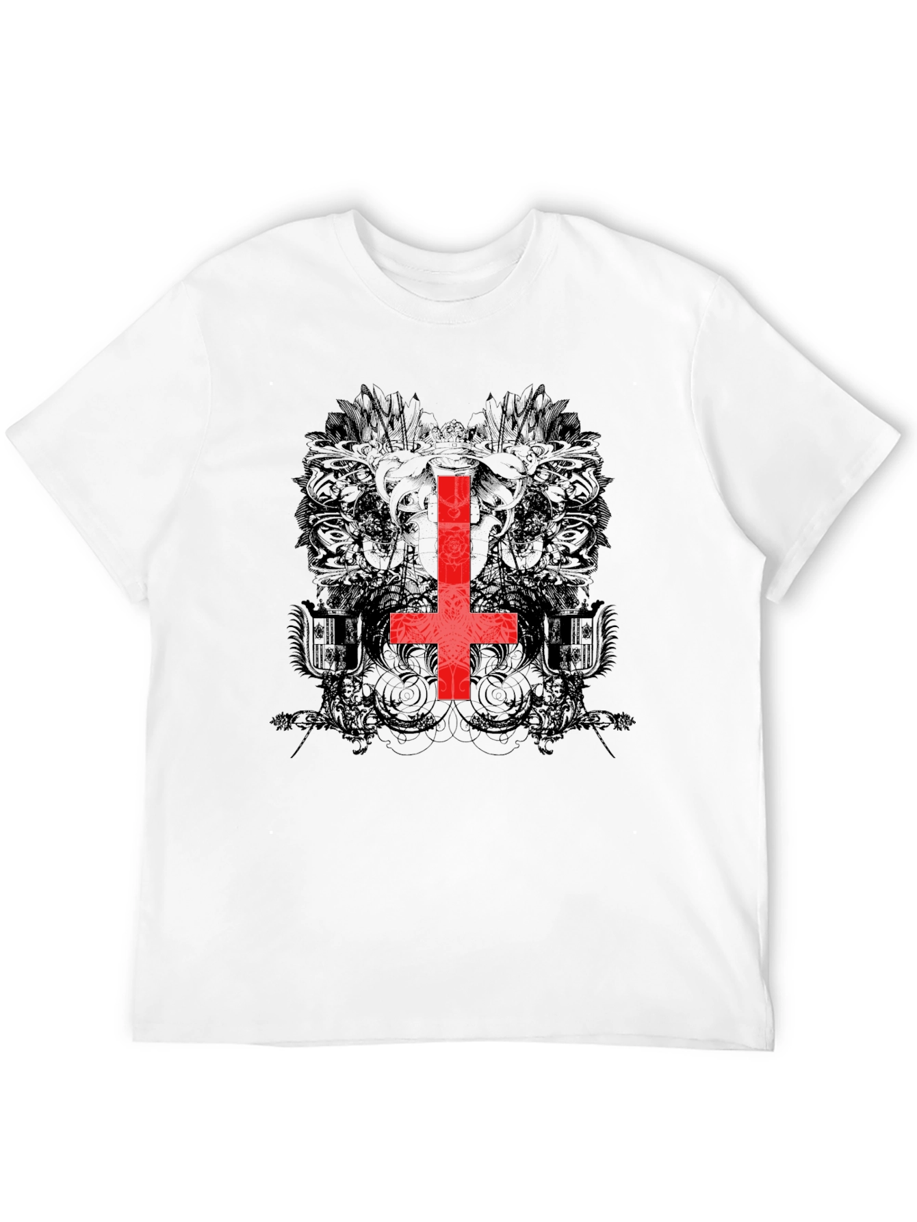 Black Inverted Cross Graphic Tee - Gothic Style view 12