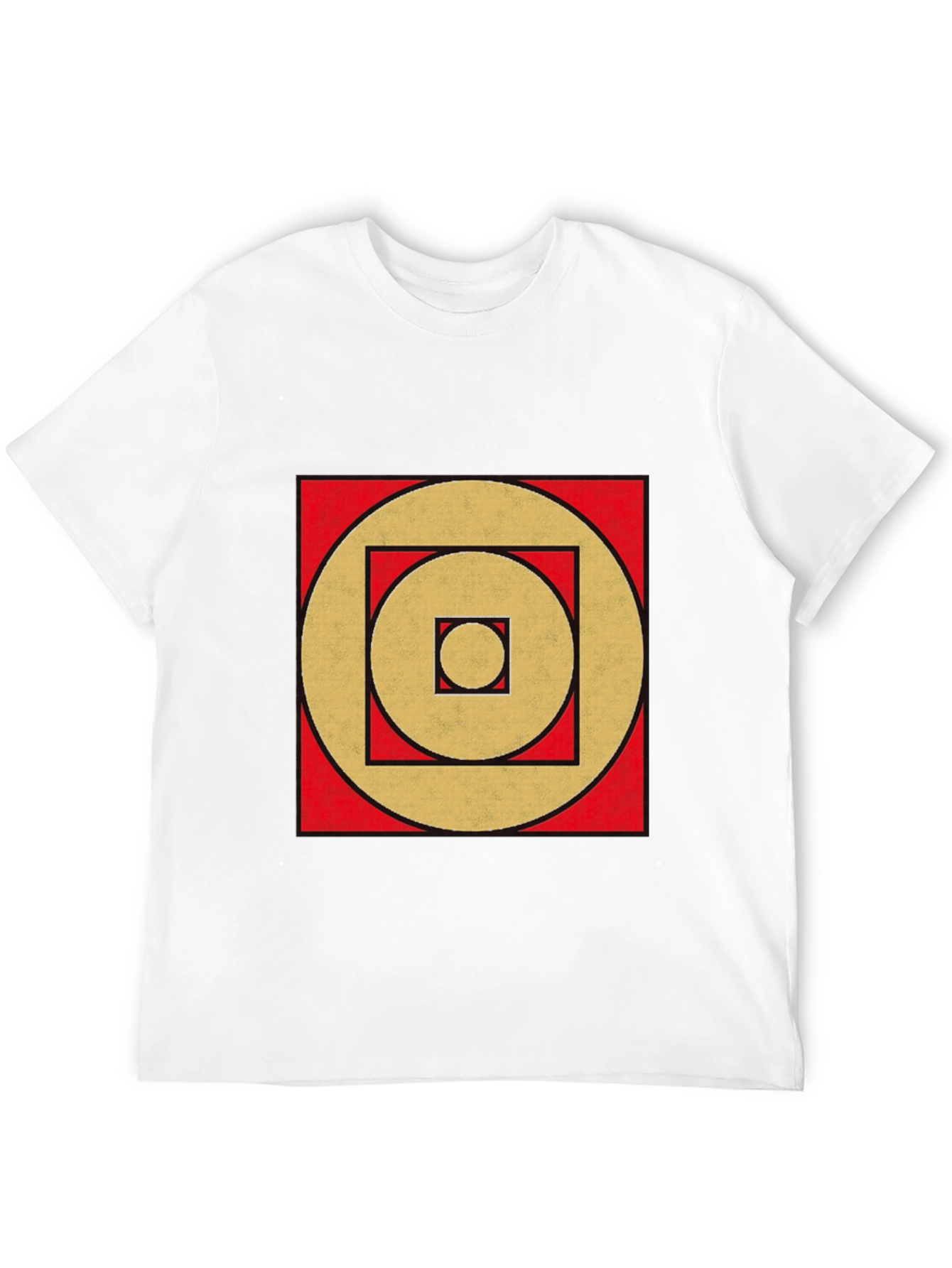 Black Geometric Gold Circle Square Black Tee view 12