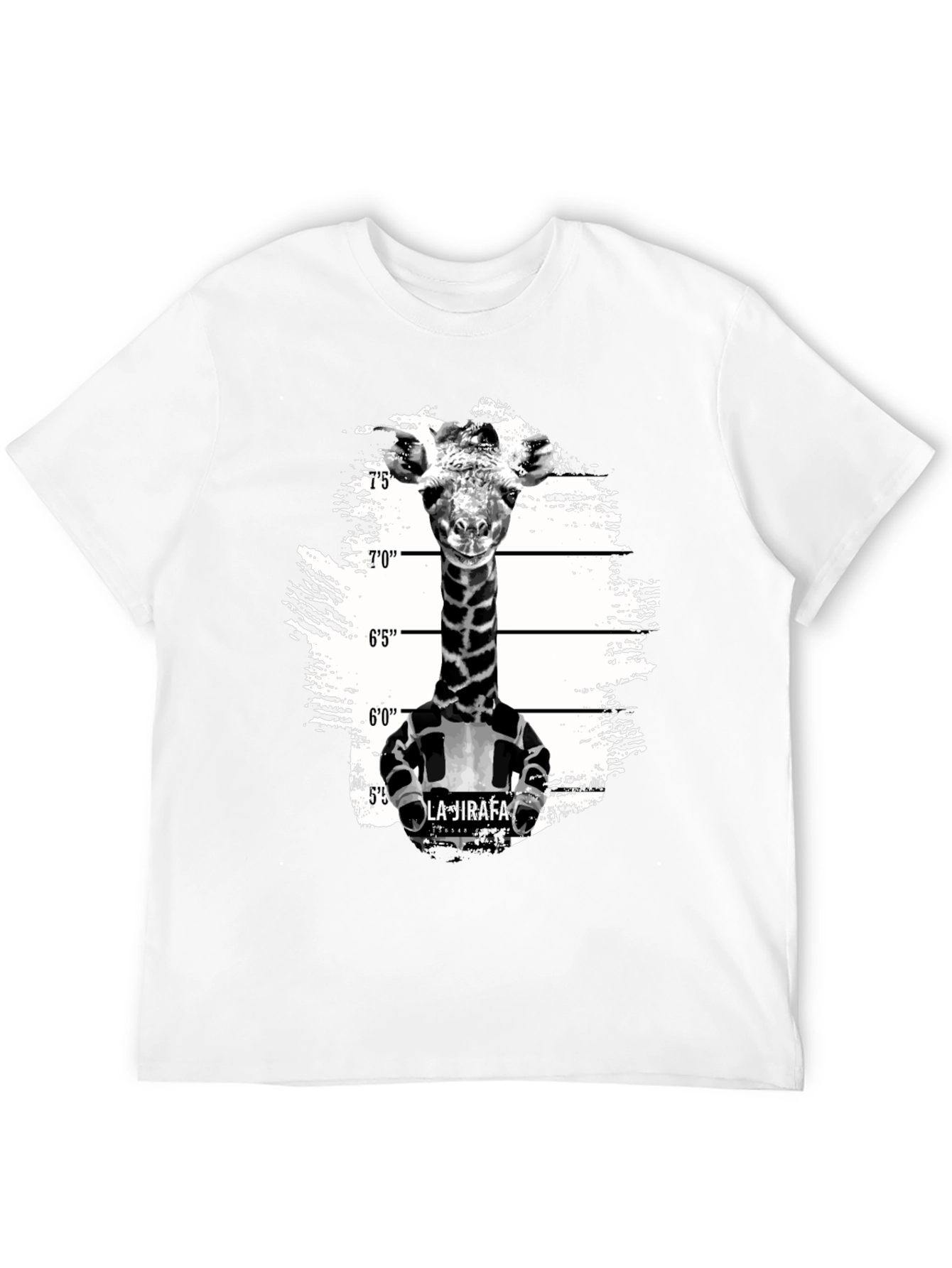Black Giraffe Mugshot Graphic T-Shirt - Funny Animal Tee view 12