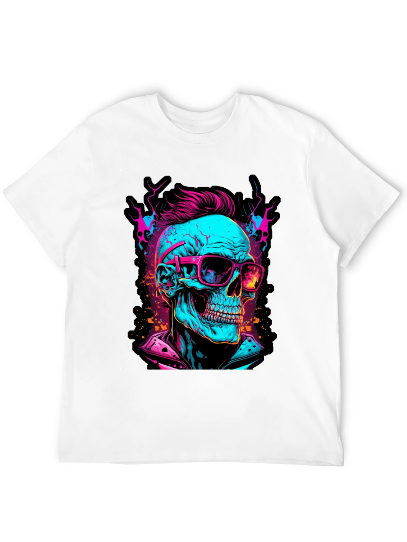 Black Neon Skull Graphic T-Shirt view 12