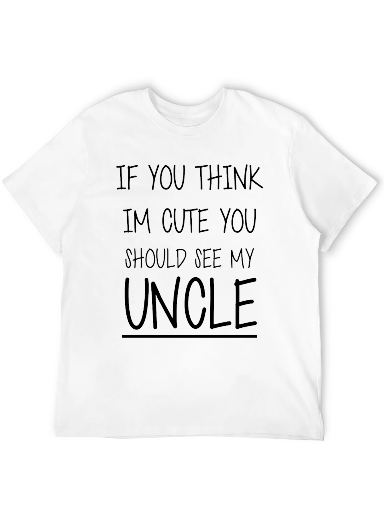 Black Cute Uncle Graphic Tee - Black Crew Neck T-Shirt view 12