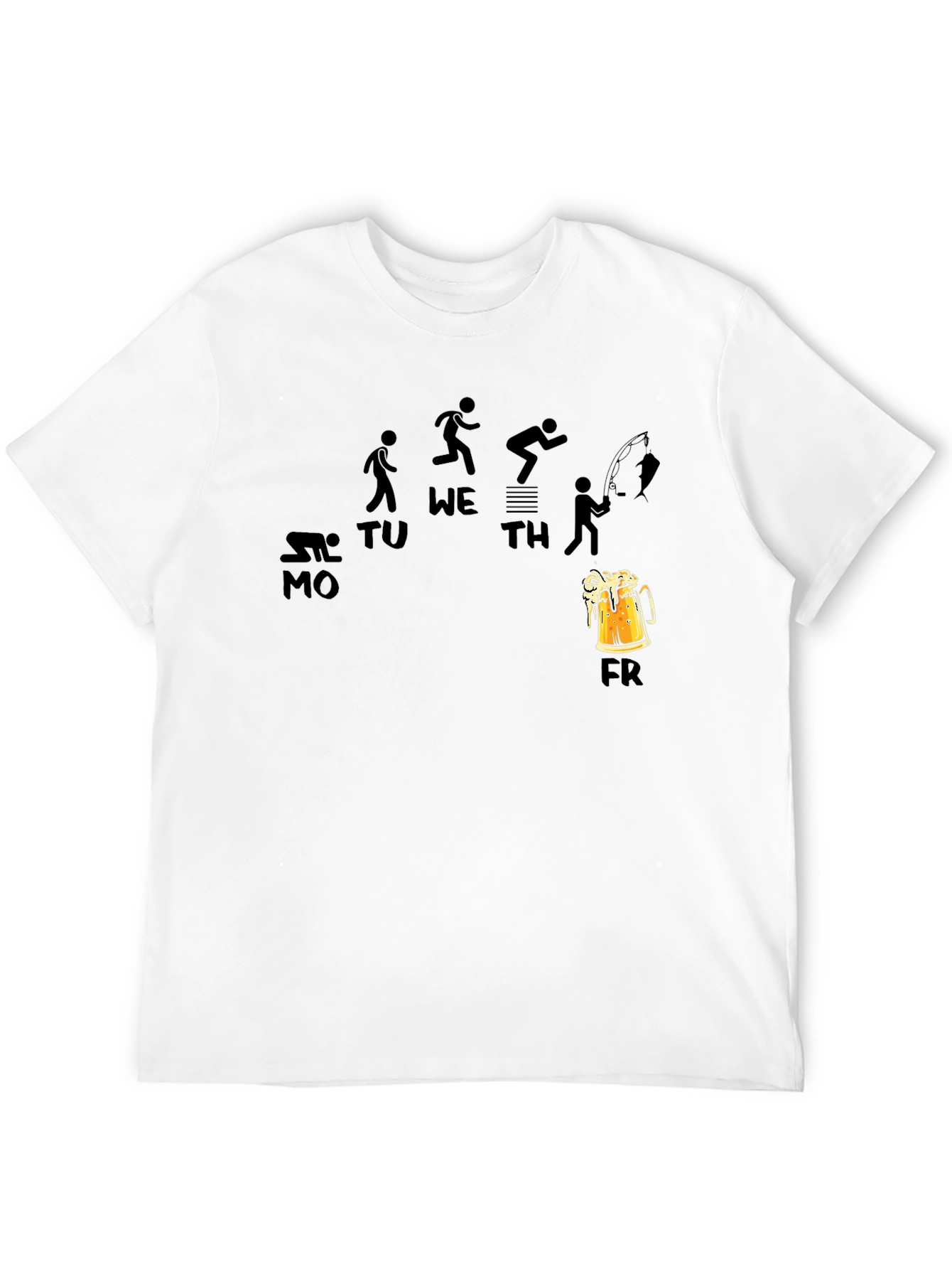 Black Funny Weekday Progression Black T-Shirt view 12
