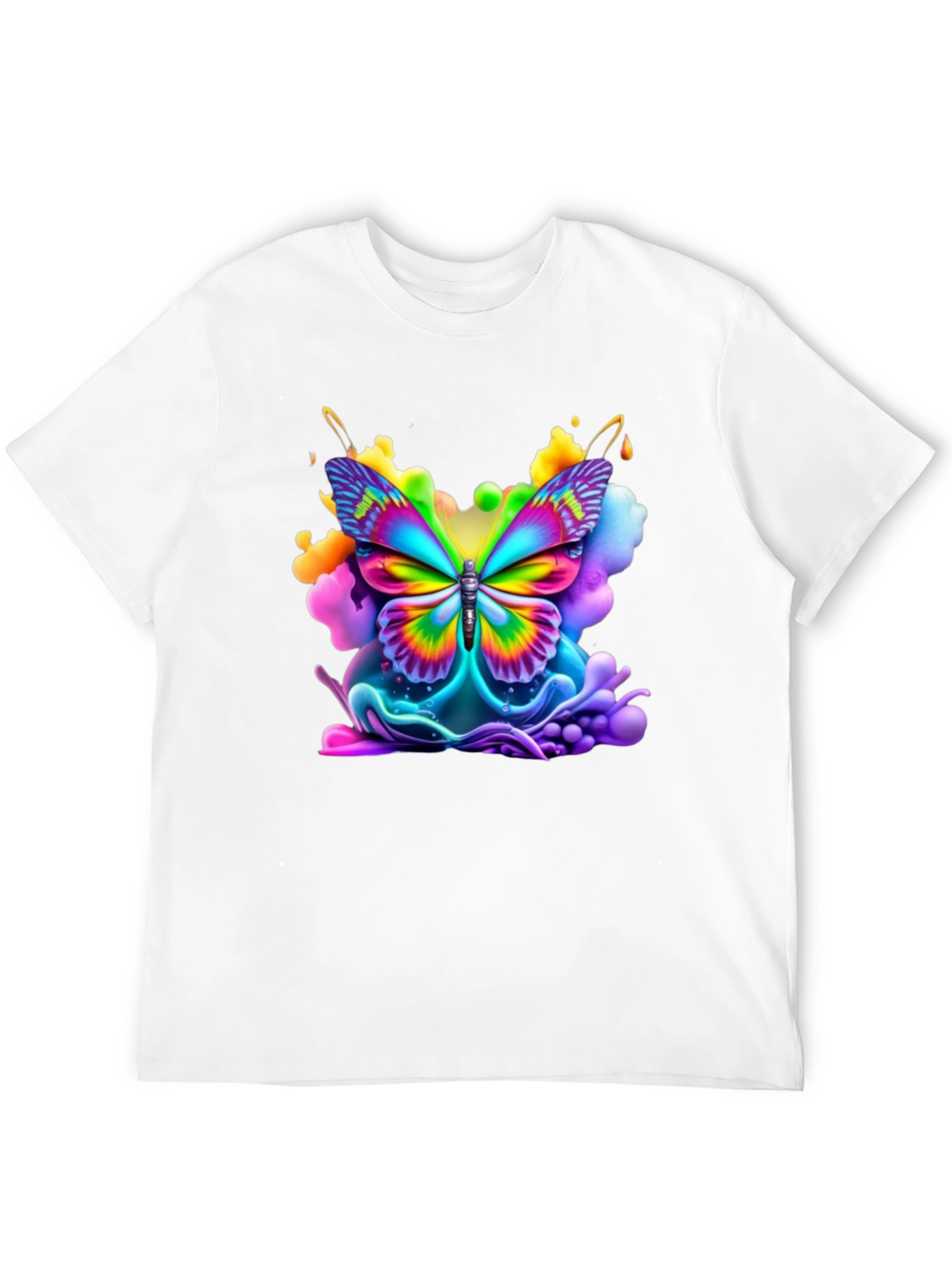 Black Vibrant Butterfly Graphic Tee - Black Cotton Comfort view 12