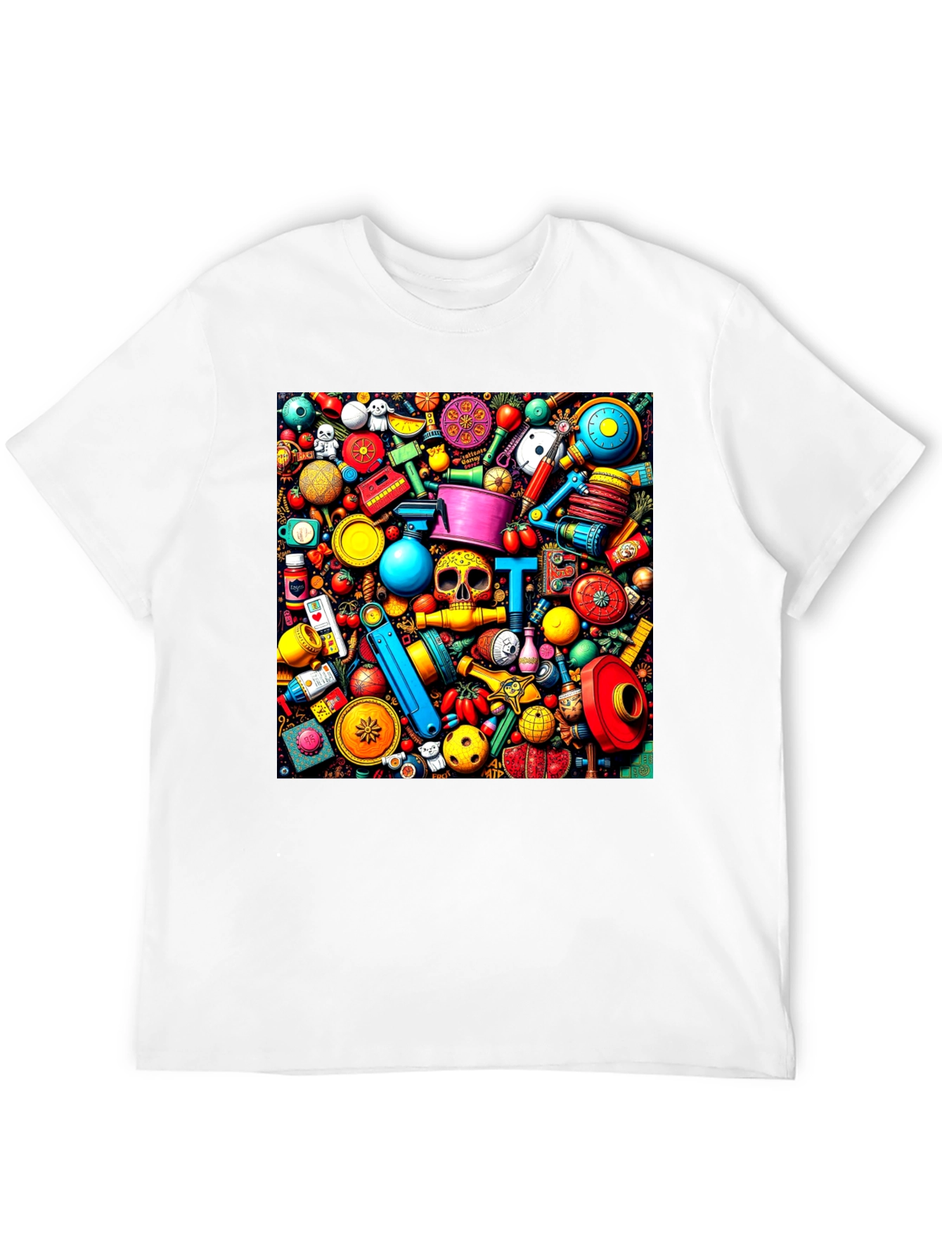 Black Colorful Doodles T-Shirt view 12