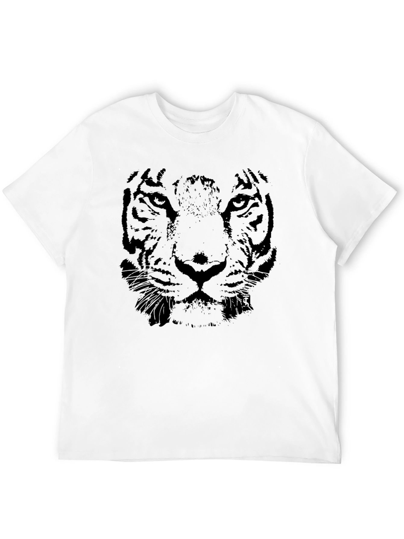Black Tiger Face Graphic Black T-Shirt view 12