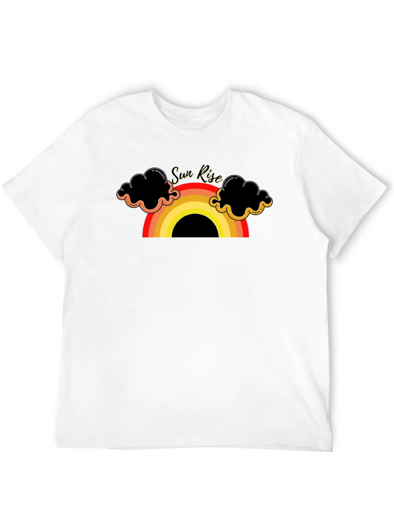 Black Sunrise Rainbow Graphic Tee - Black Cotton T-Shirt view 12