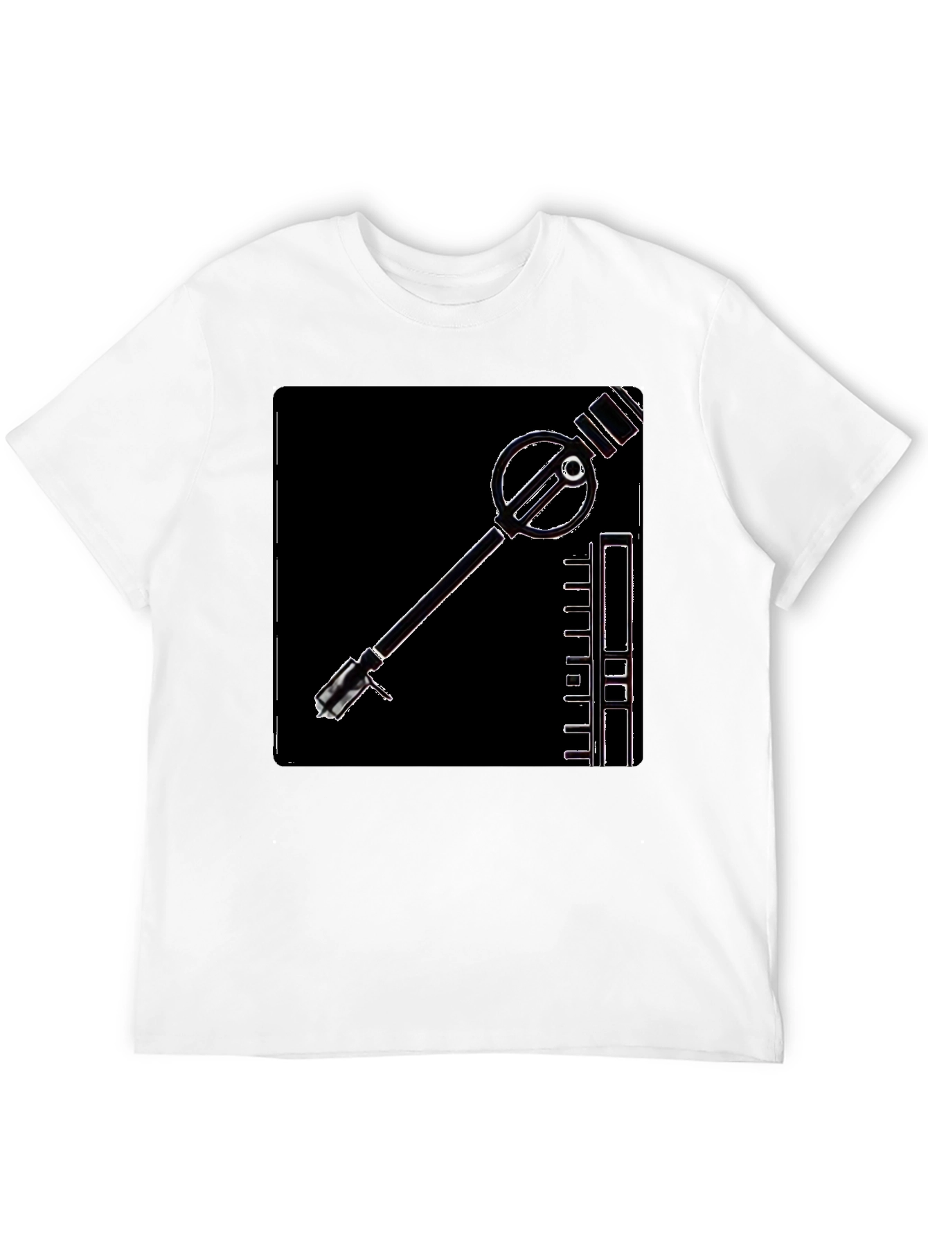 Black Retro Sci-Fi Gadget Graphic Tee - Black Cotton T-Shirt view 12