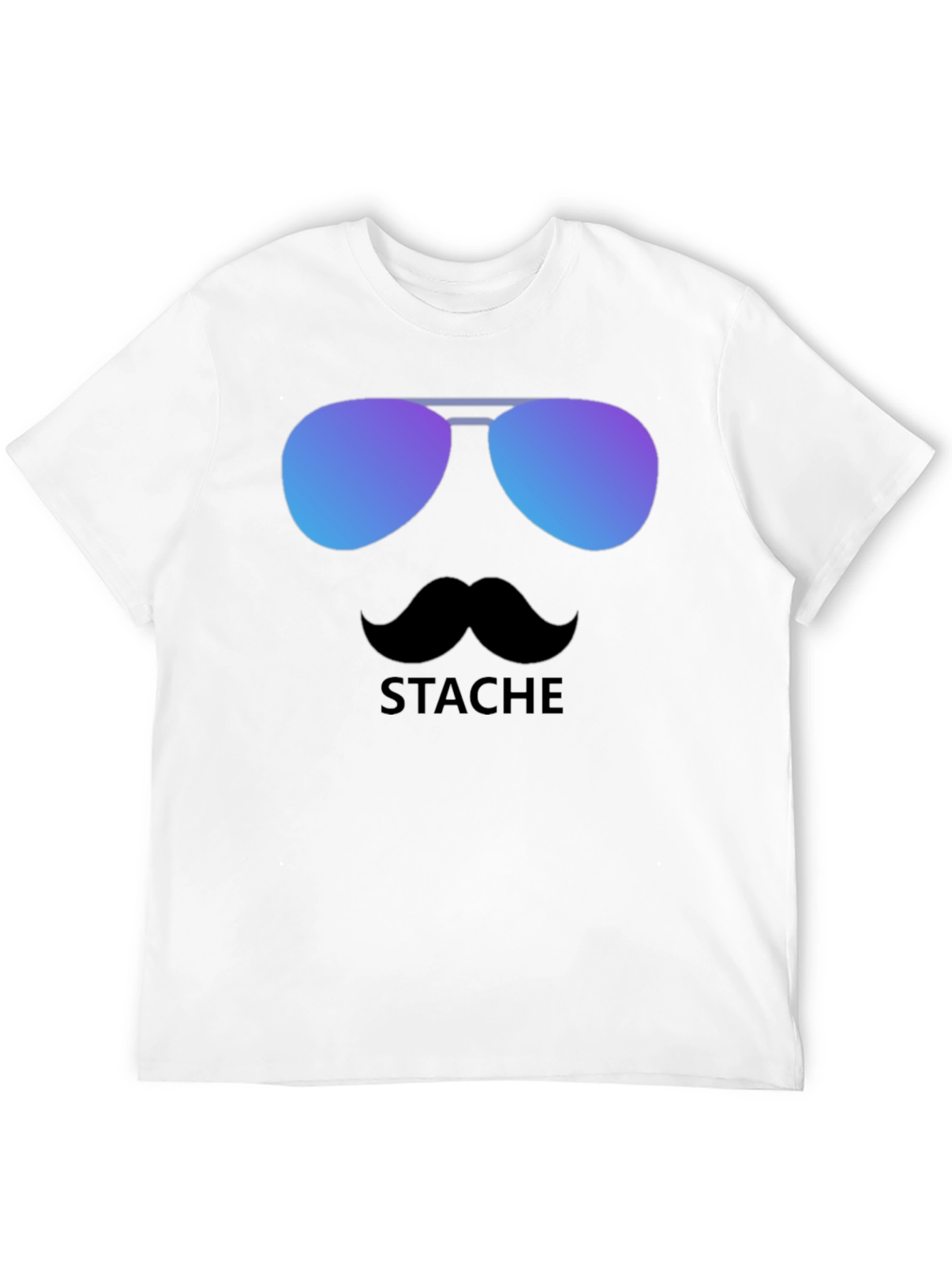 Black Cool Stache T-Shirt - Sunglasses & Moustache Graphic Tee view 12