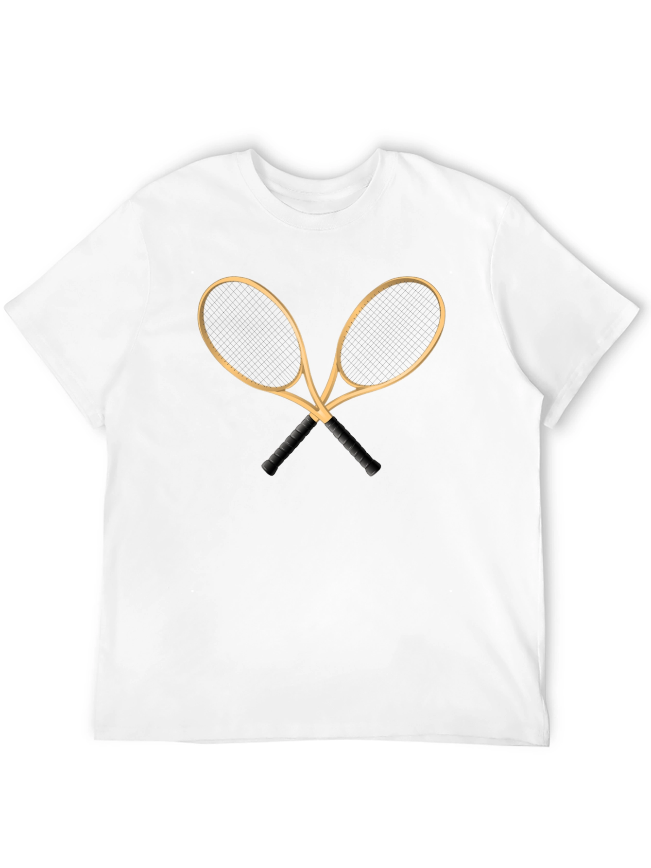 Black Tennis Rackets Graphic T-Shirt - Classic Crossed Racquets Design view 12