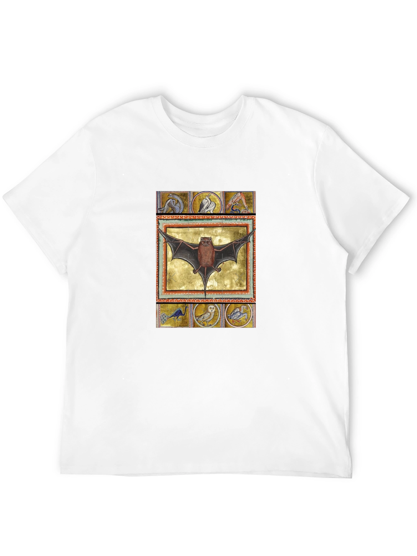 Black Medieval Bat Art T-Shirt - Unique Graphic Tee view 12