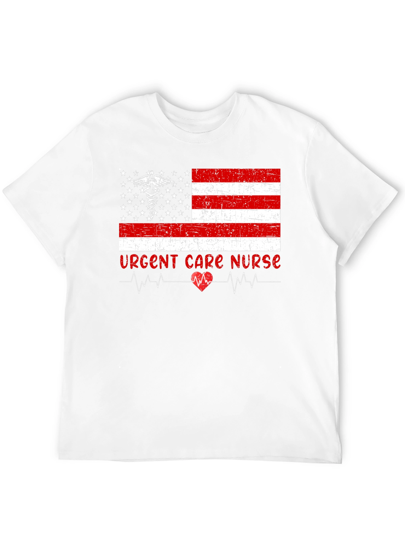 Black Urgent Care Nurse American Flag T-Shirt view 12