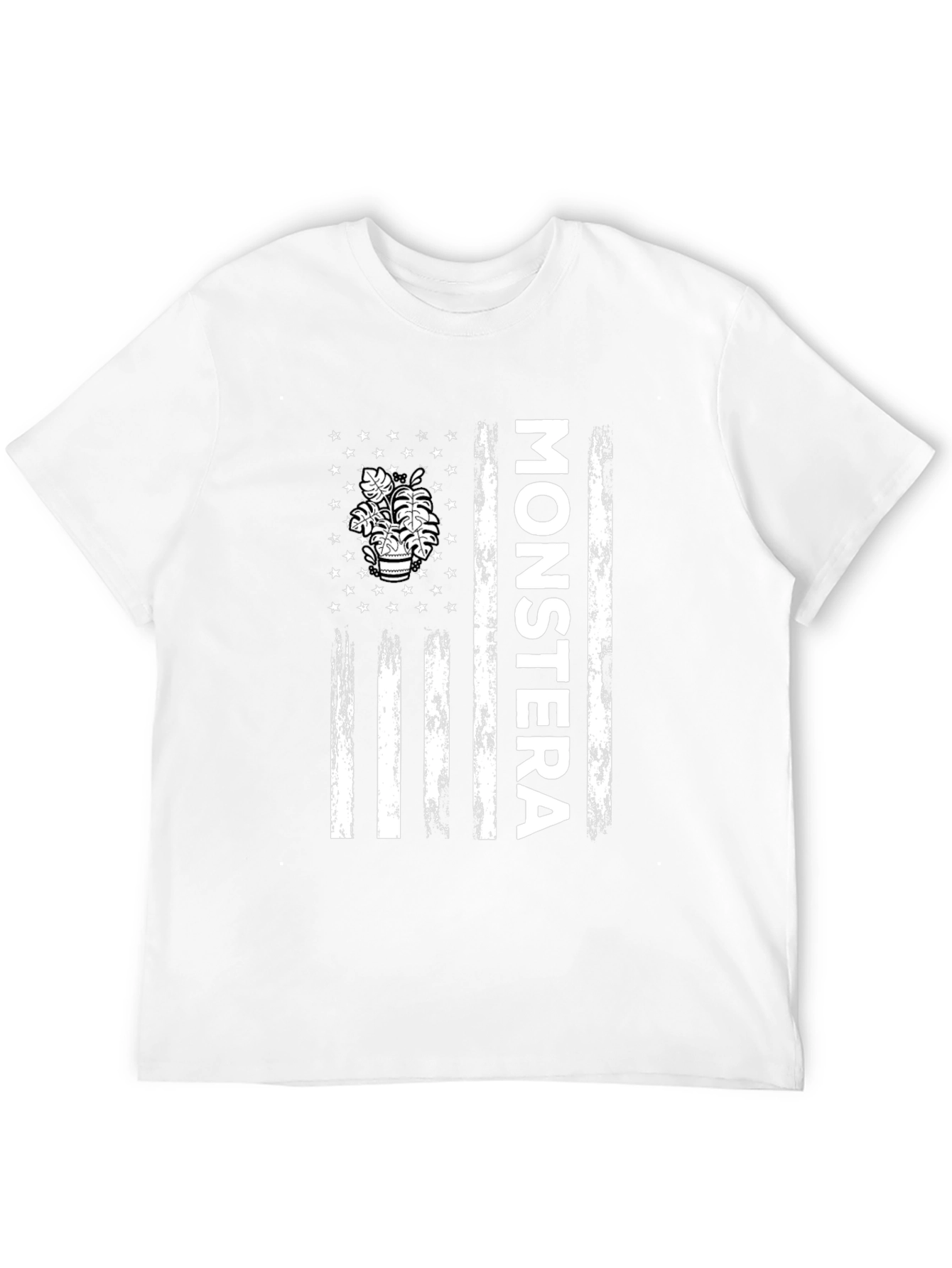 Black Monstera Plant Flag Graphic Tee view 12