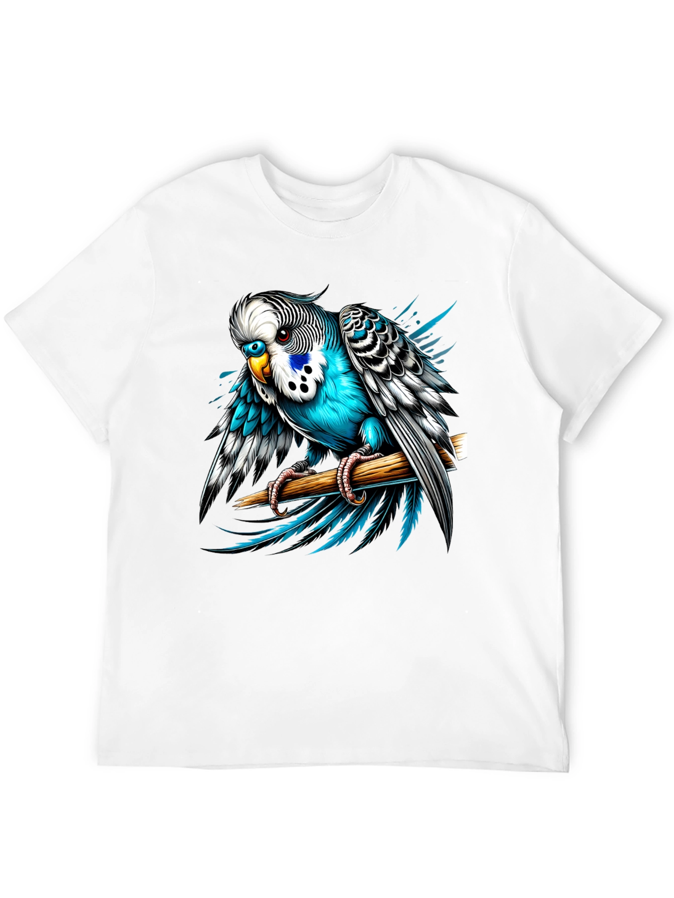 Black Blue Budgie Bird T-Shirt - Unique Graphic Tee view 12