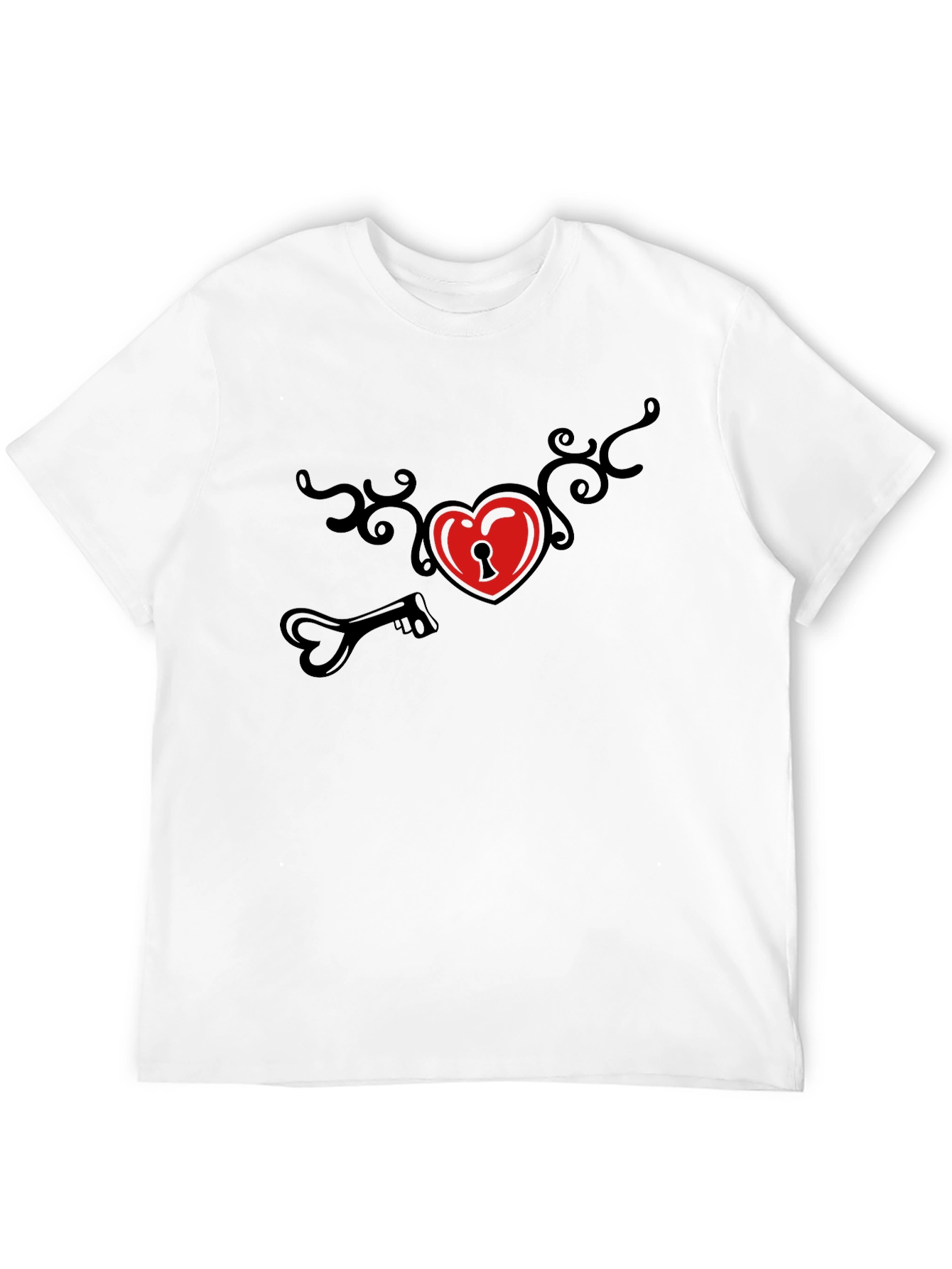 Black Heart Lock & Key Graphic Tee - Black view 12