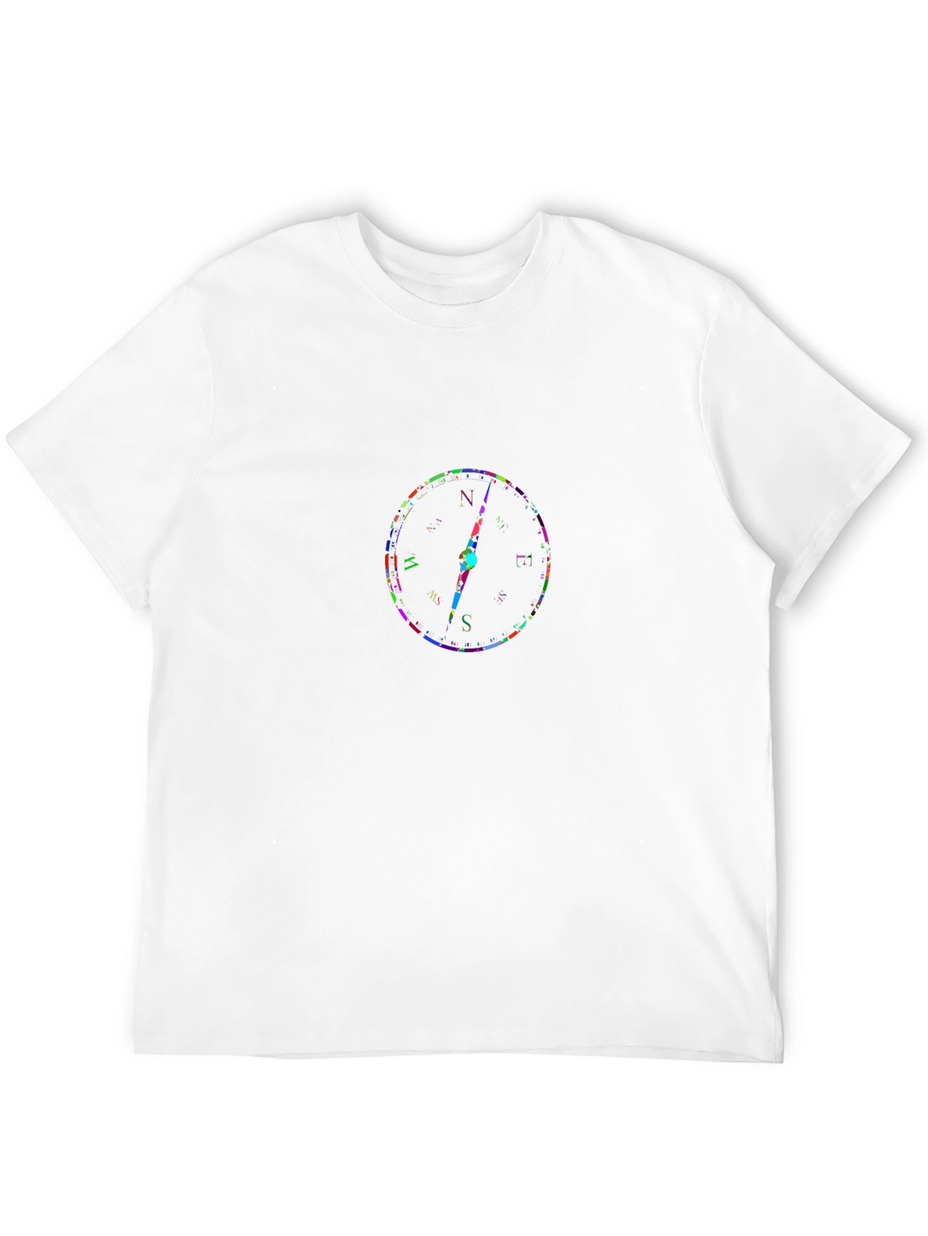 Black Colorful Compass Graphic Black T-Shirt view 12