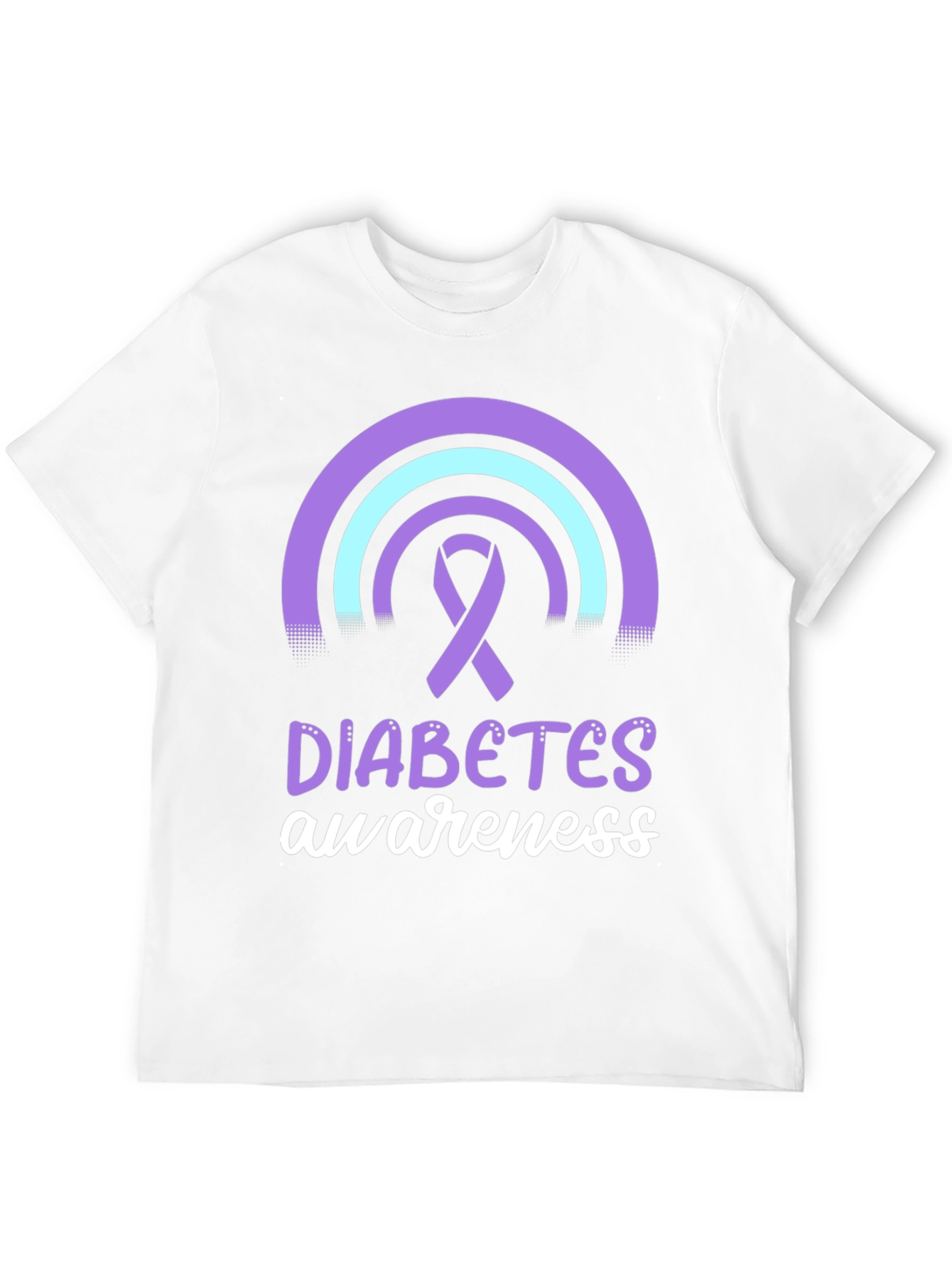 Black Diabetes Awareness T-Shirt Ribbon Rainbow Design view 12