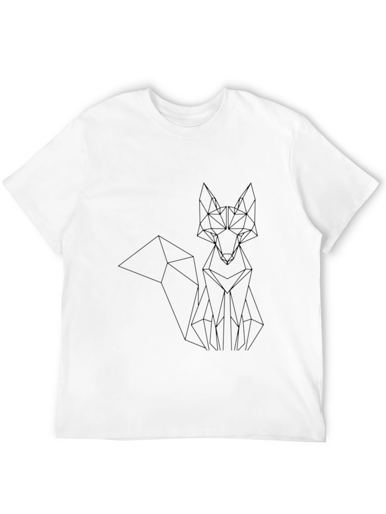 Black Geometric Fox Graphic Tee - Black Unisex T-Shirt view 12