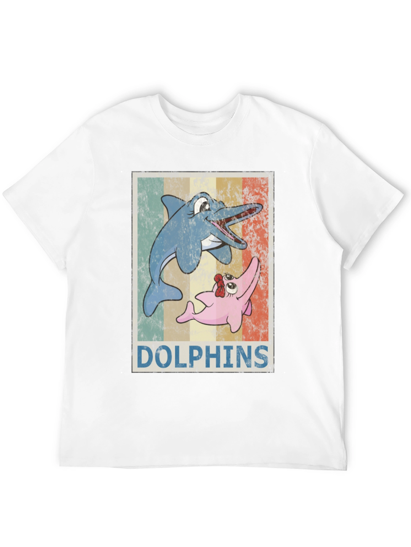 Black Retro Dolphin Cartoon T-Shirt view 12