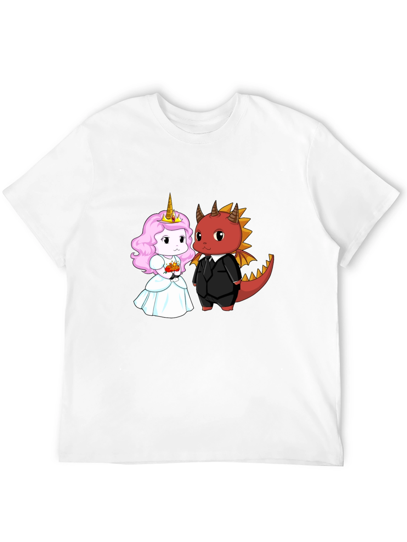 Black Unicorn and Dragon Cartoon Graphic Tee view 12