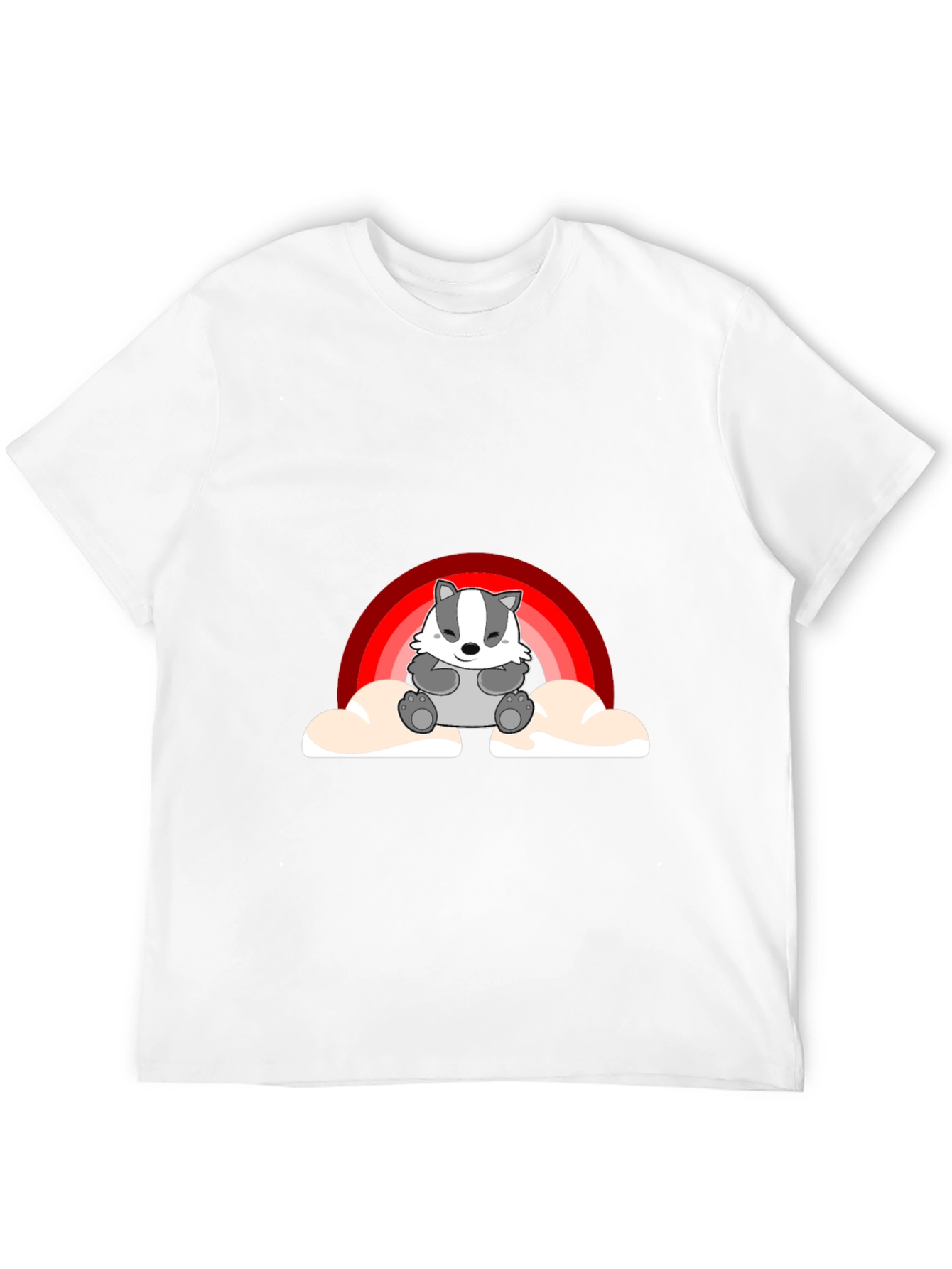 Black Cute Badger Rainbow Cloud Graphic T-Shirt view 12