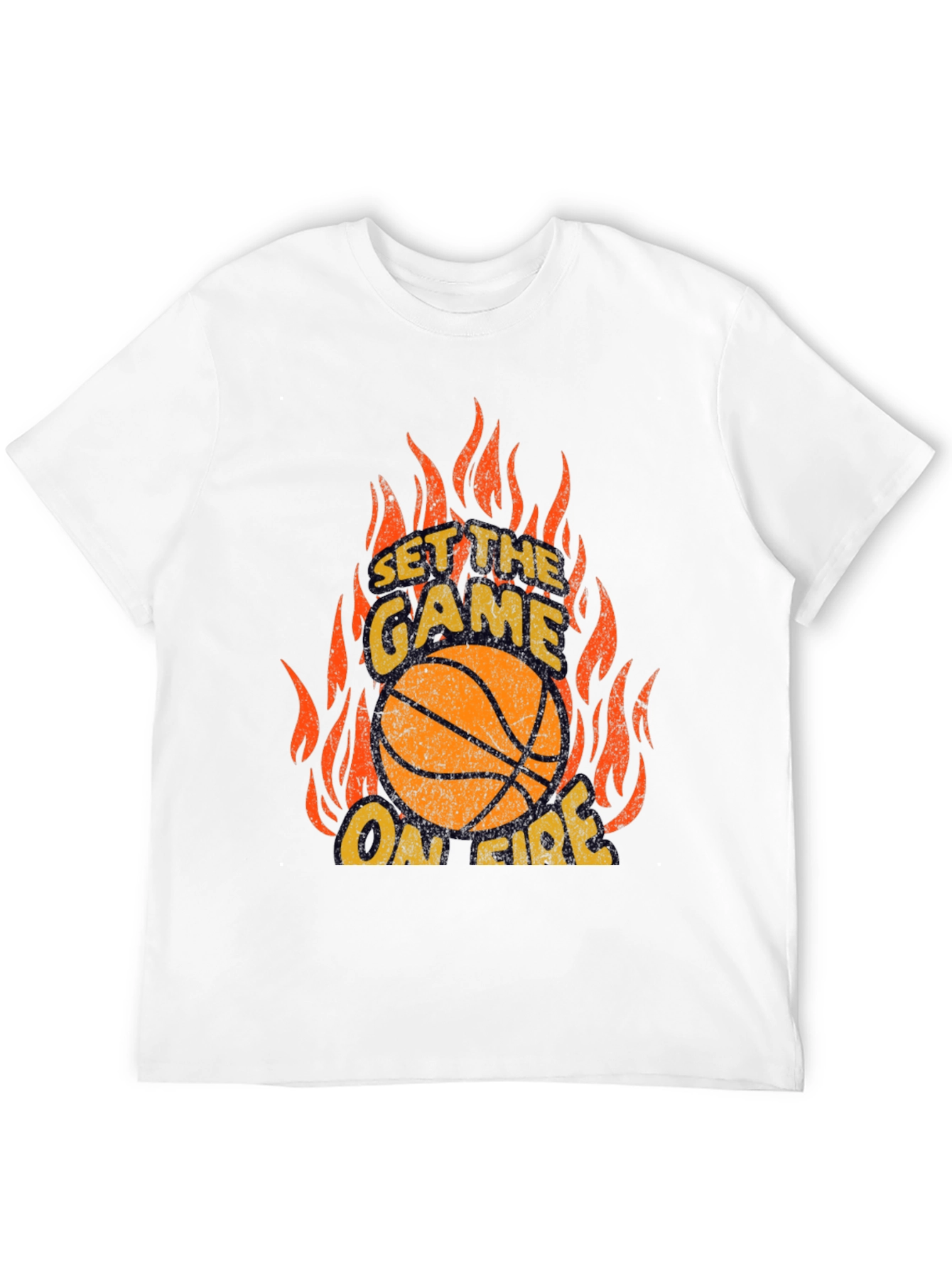 Black Set the Game On Fire Basketball Graphic Tee view 12